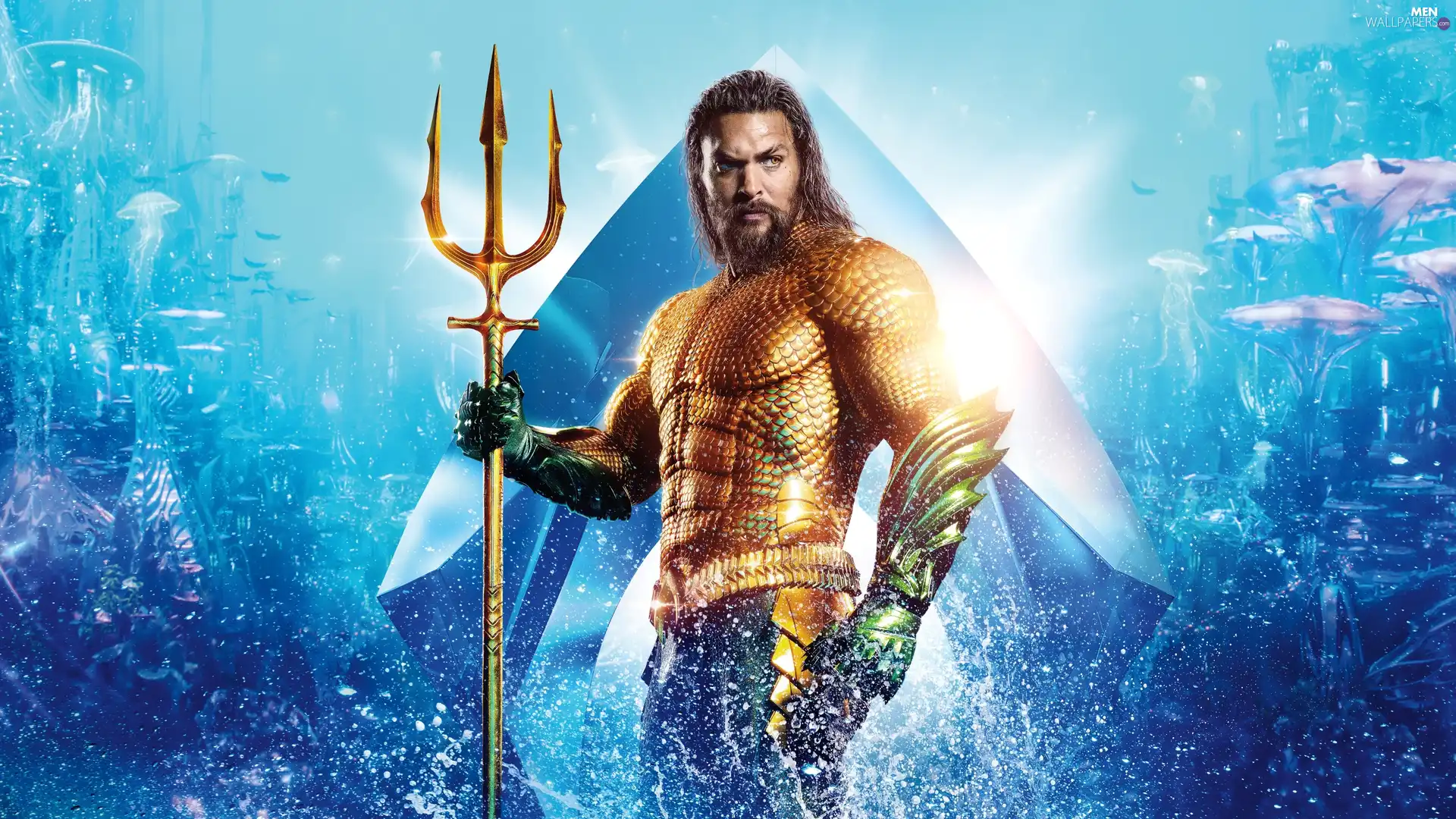 Jason Momoa, trident, Aquaman, actor, movie