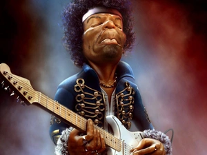 Guitar, caricature, Jimi Hendrix
