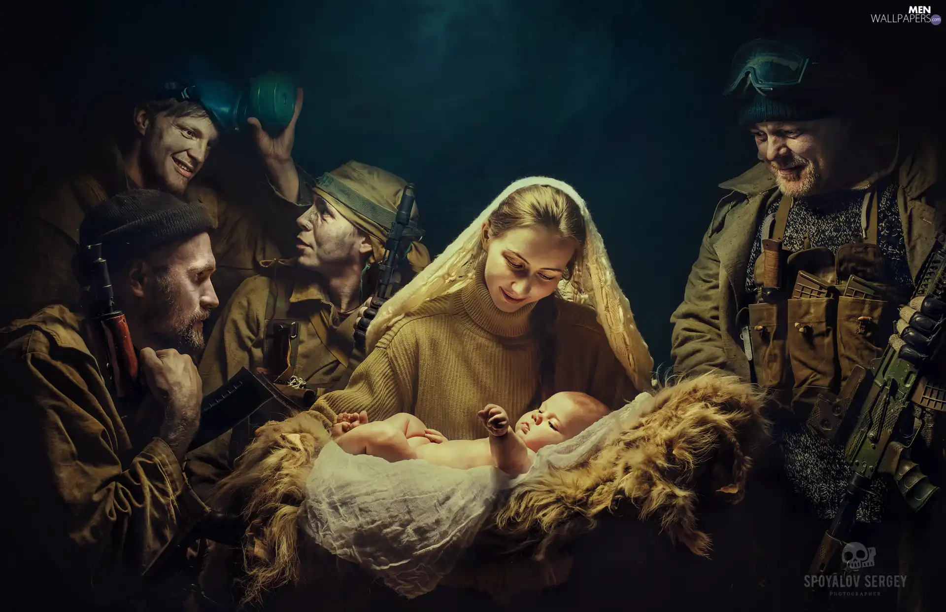 soldiers, Kid, babe, Women