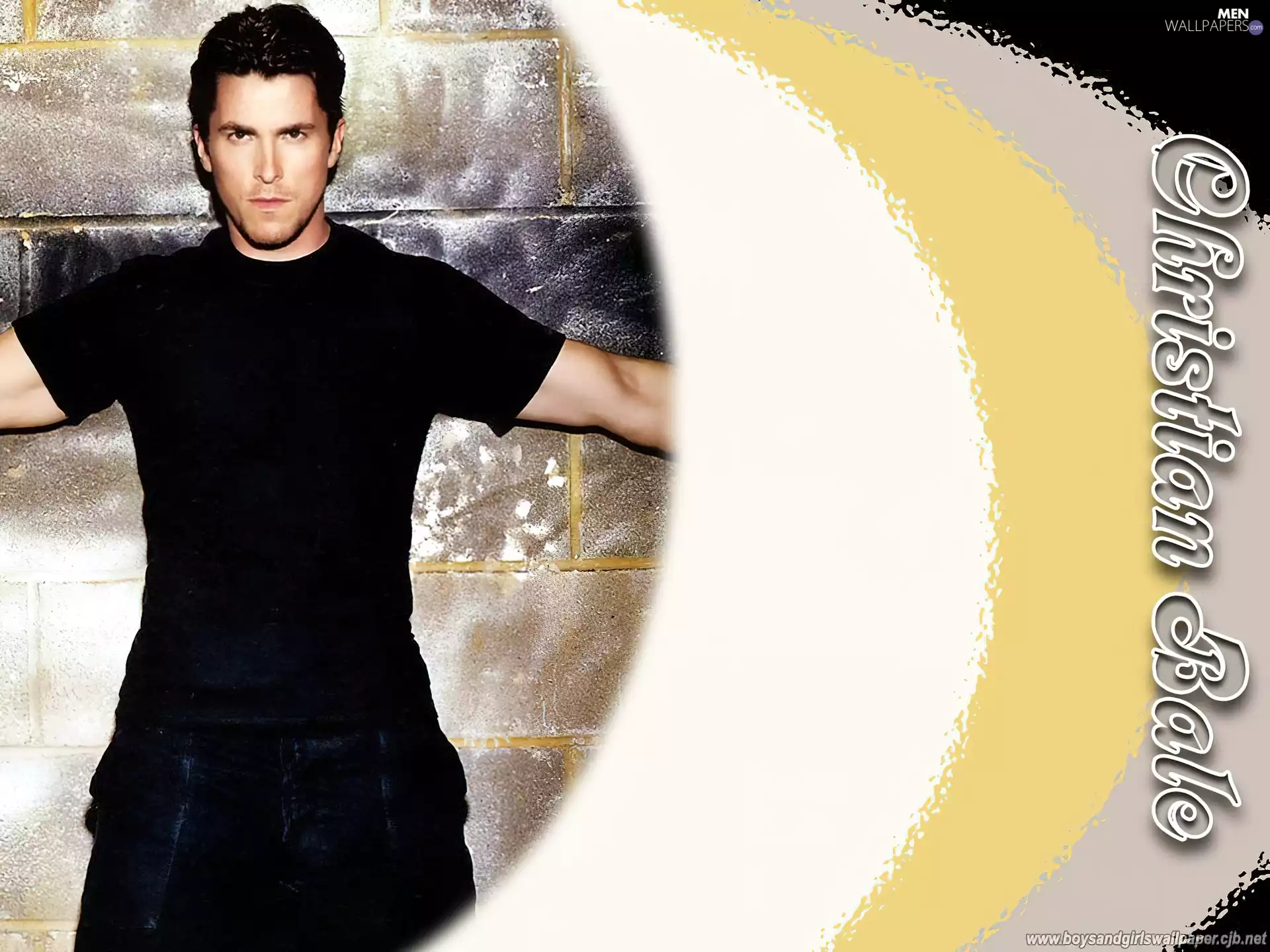 Christian Bale, black t-shirt