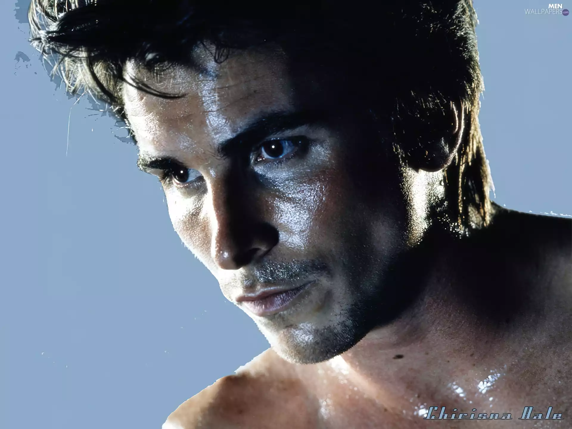 dark eyes, Christian Bale, wet face