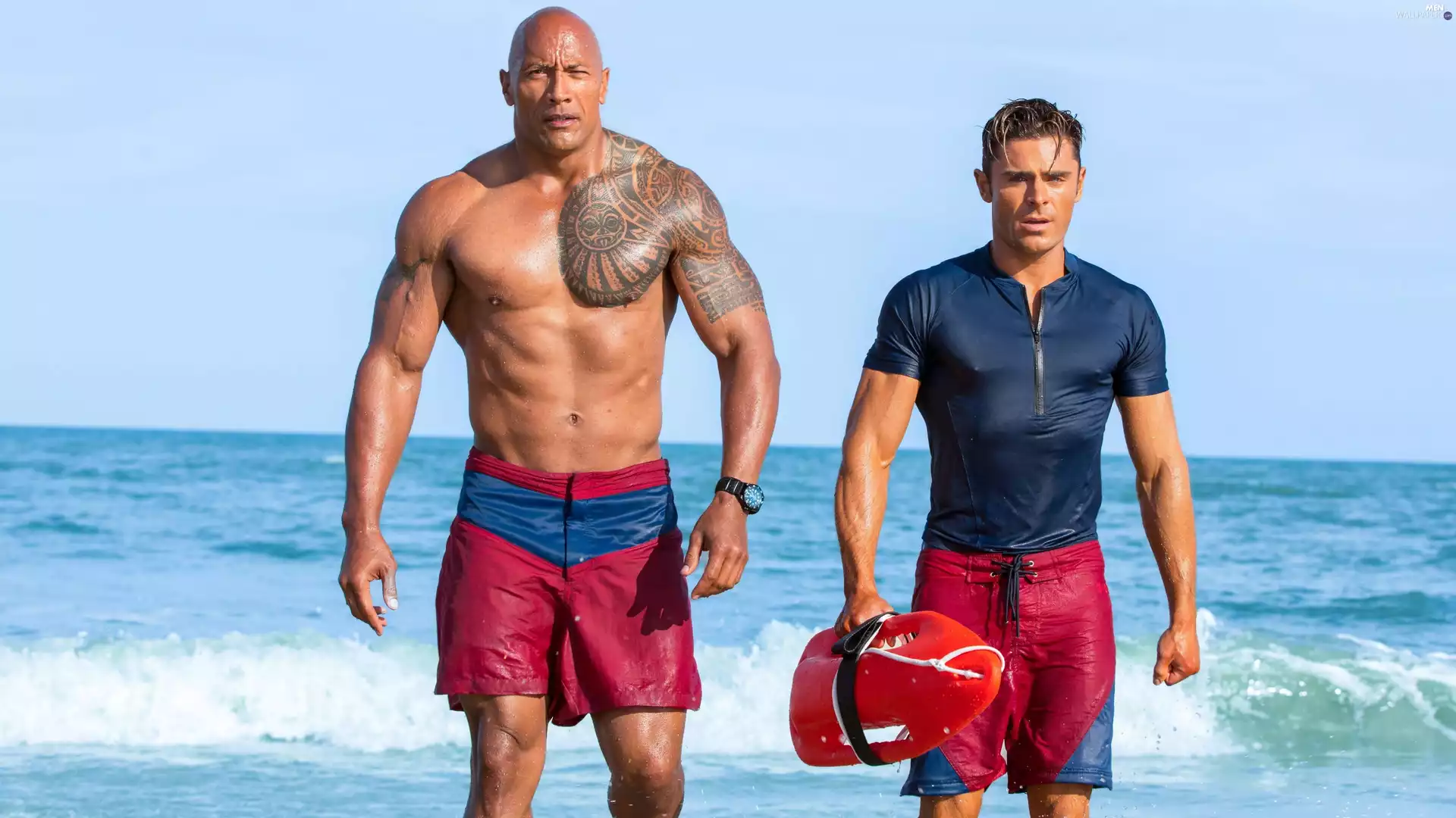 Zac Efron, movie, Baywatch, Dwayne Johnson