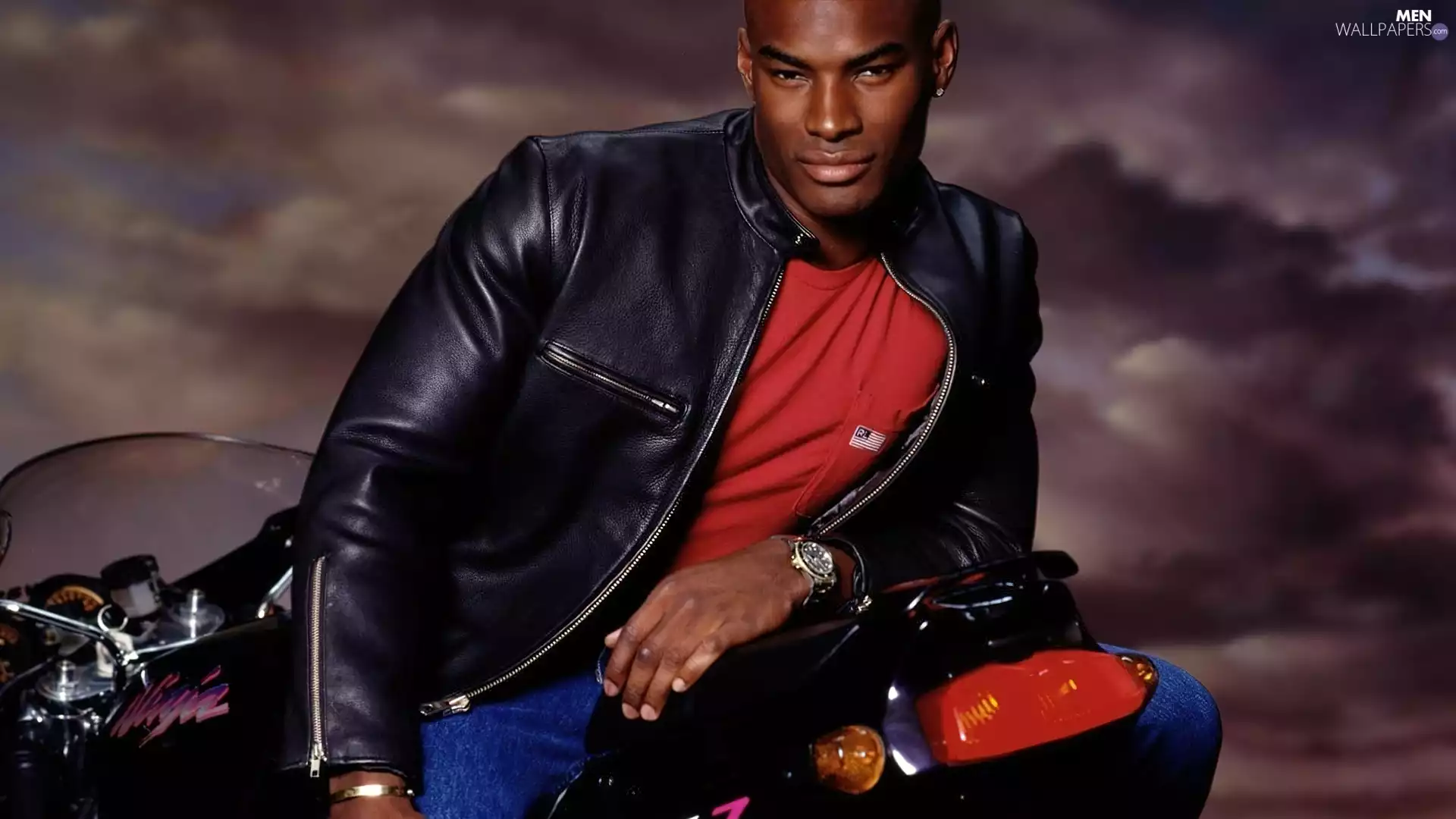 Tyson Beckford, model, Motorbike, black