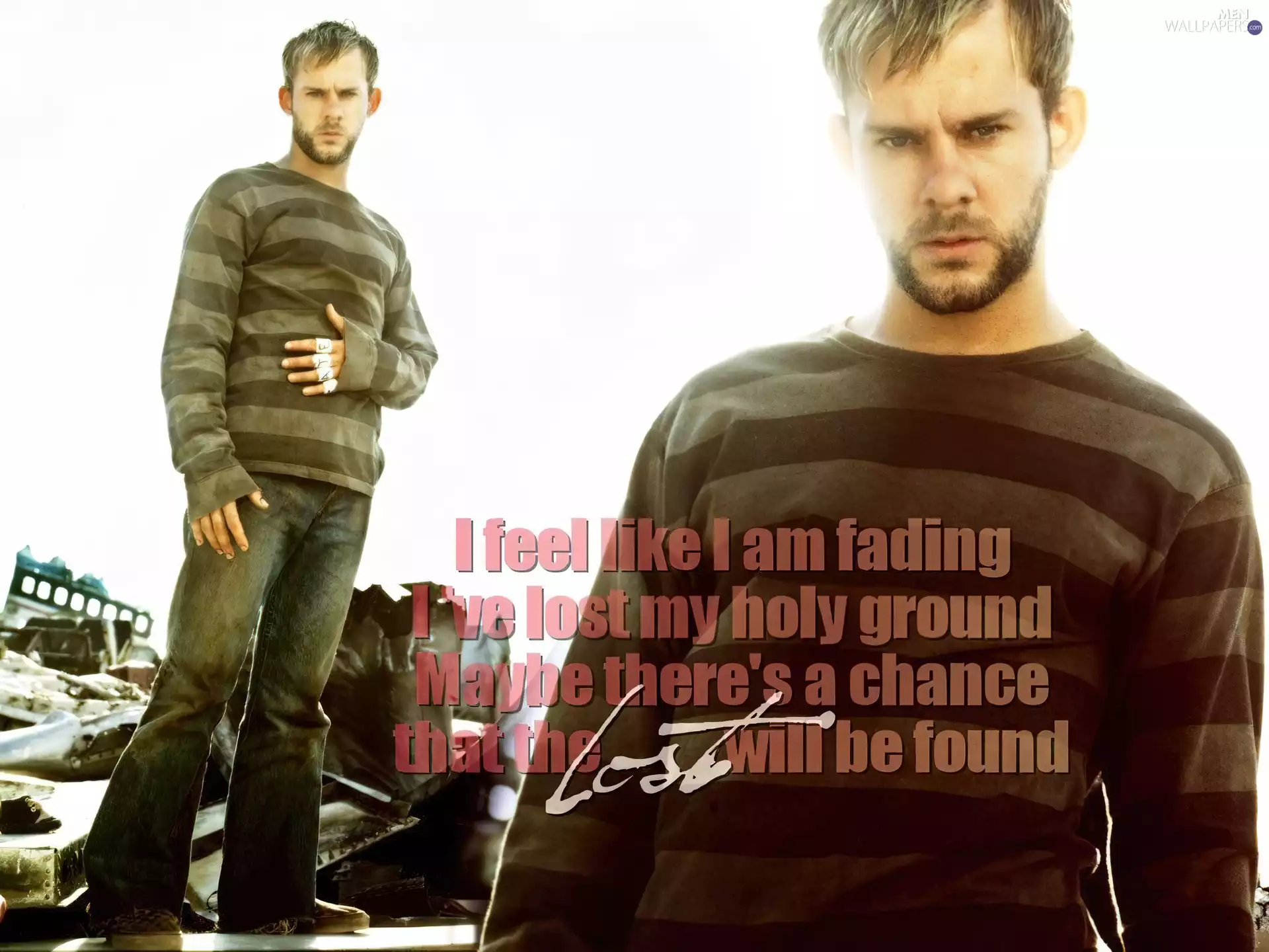 Dominic Monaghan, striped blouse