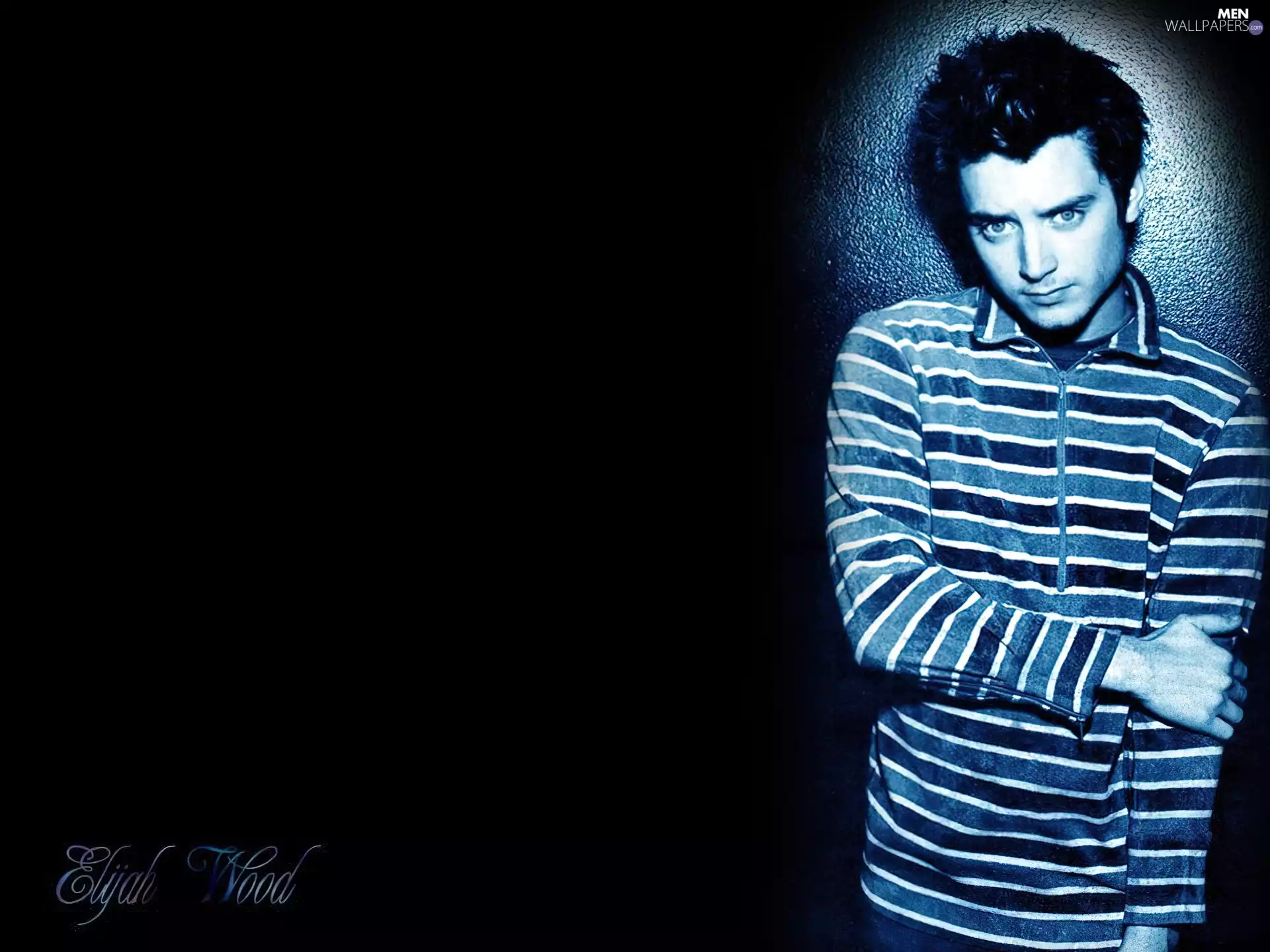 Elijah Wood, striped blouse