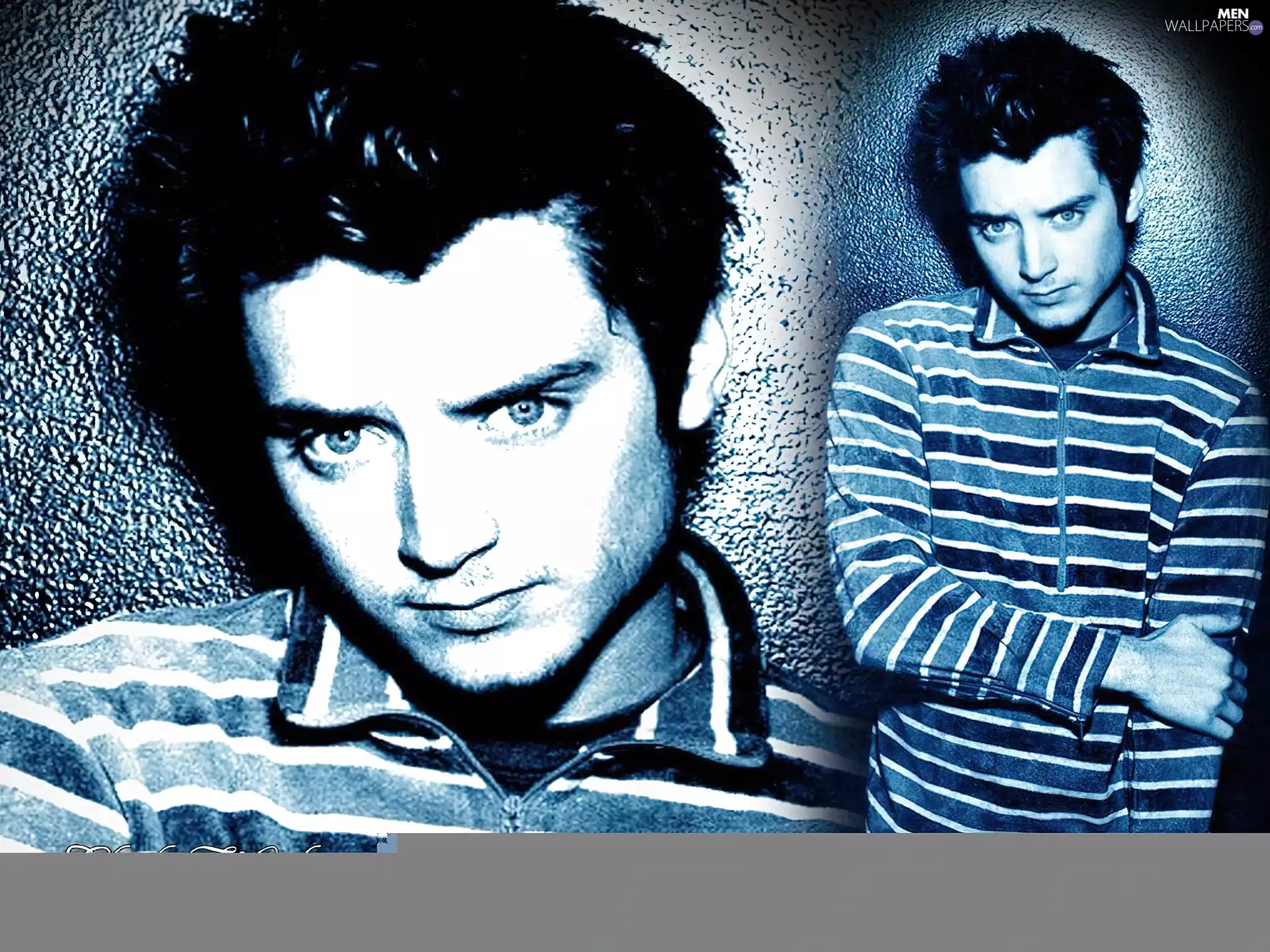 Elijah Wood, striped blouse