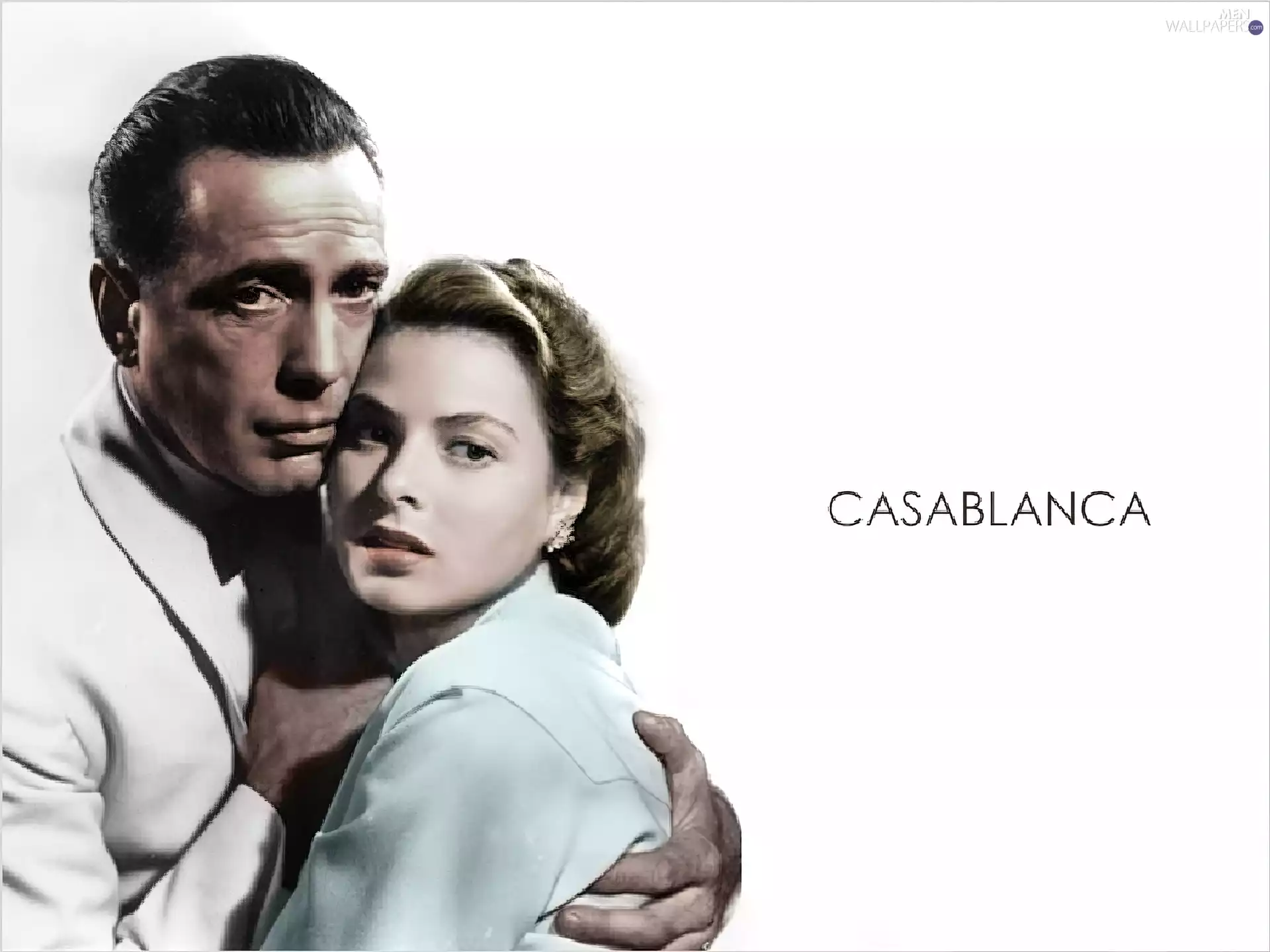 White, background, Humphrey Bogart, Ingrid Bergman, Casablanca