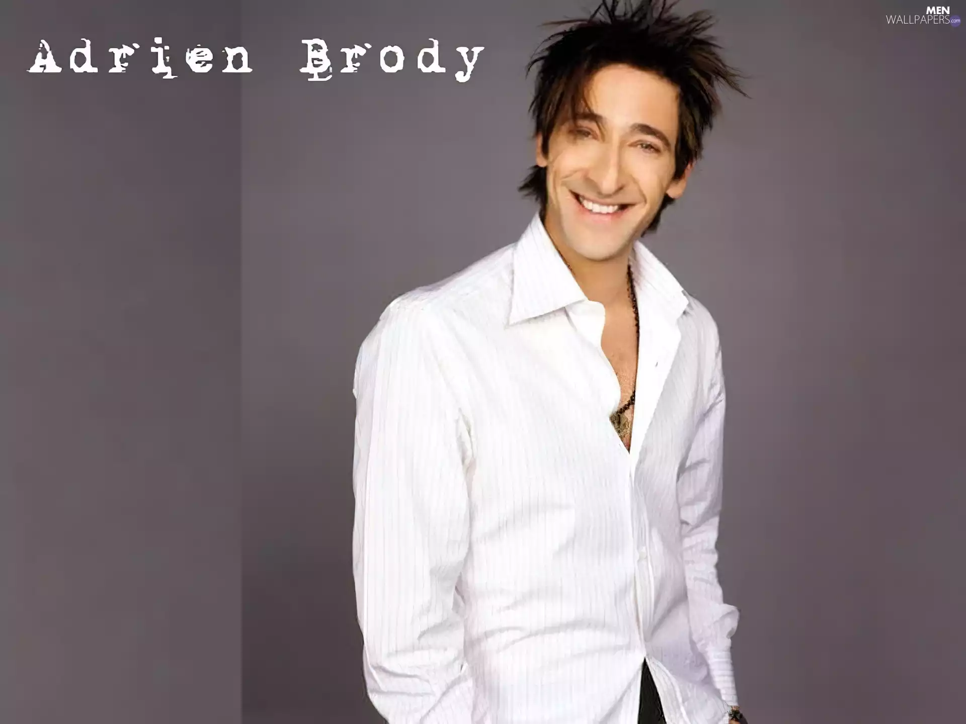 Adrien Brody, shirt, Smile, White
