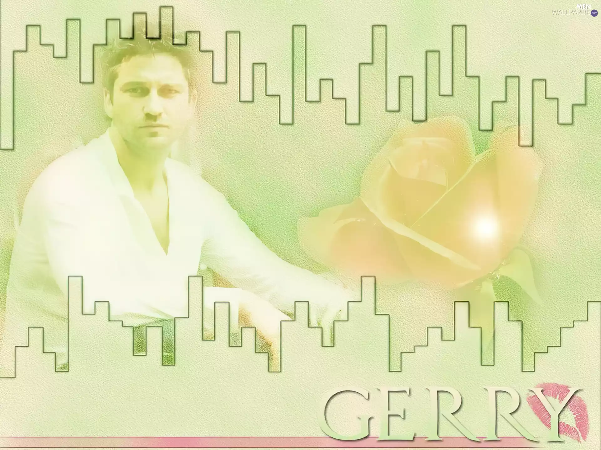 Colourfull Flowers, Gerard Butler, white shirt