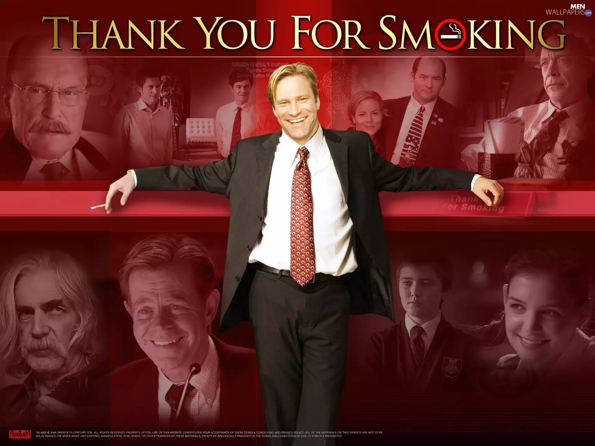 Maria Bello, Katie Holmes, suite, Cameron Bright, William H. Macy, Aaron Eckhart, Thank You For Smoking, Sam Elliott