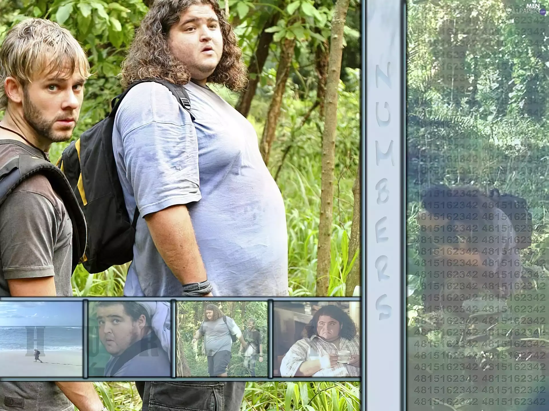 lost, series, Dominic Monaghan, knapsack, Jorge Garcia, confused