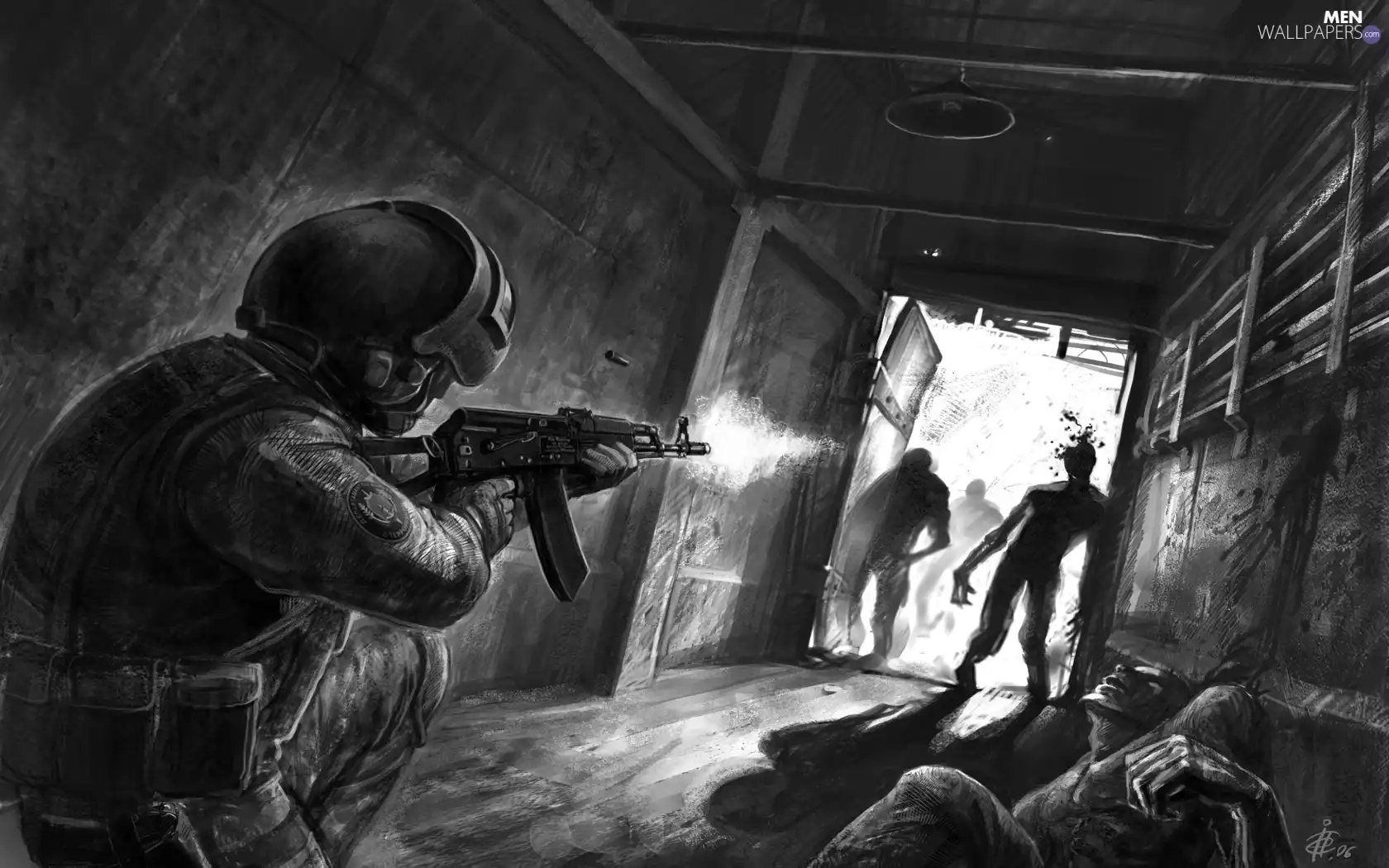 living, Dead, gun, Night, soldier