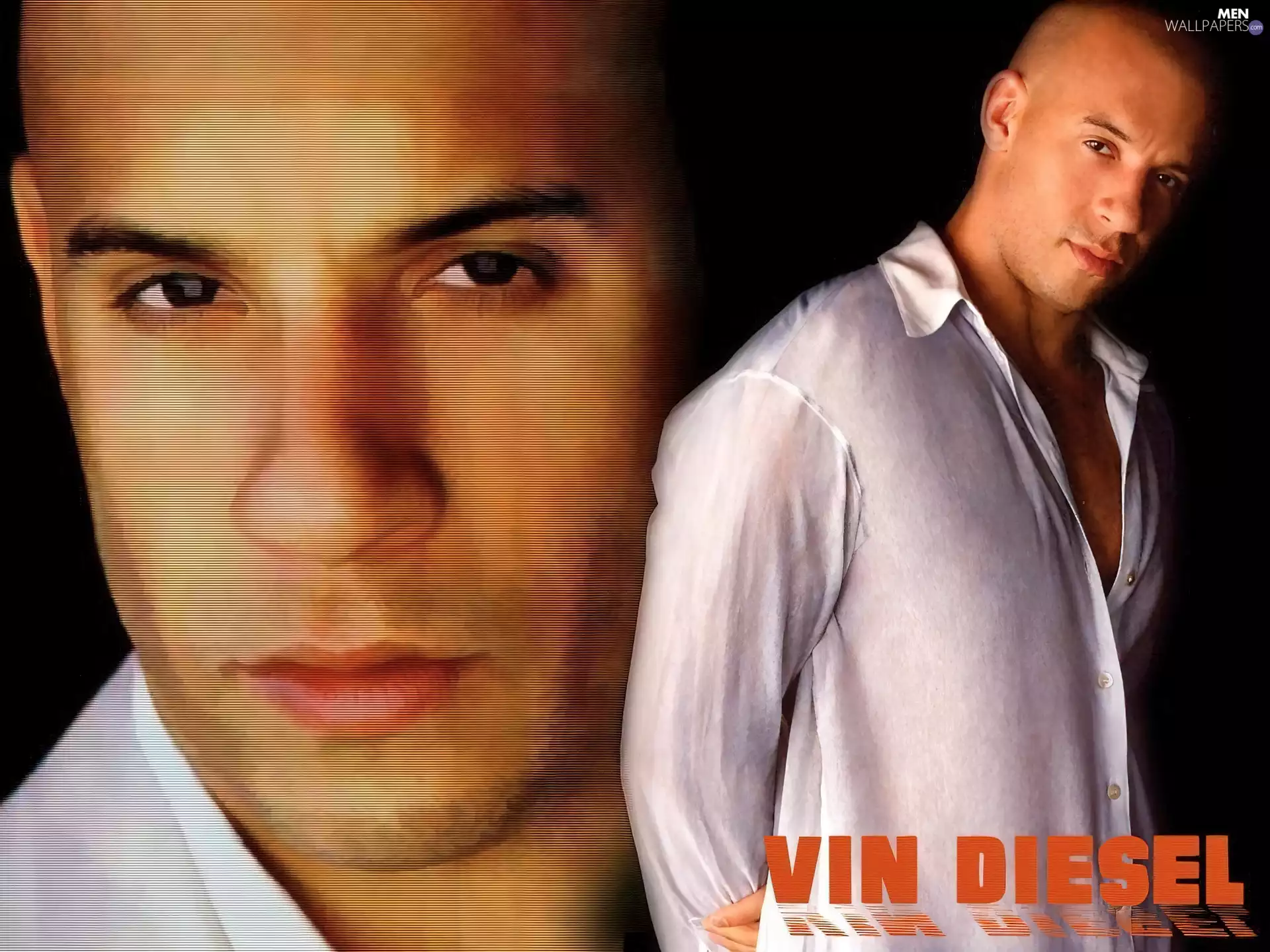 dark eyes, Vin Diesel, white shirt