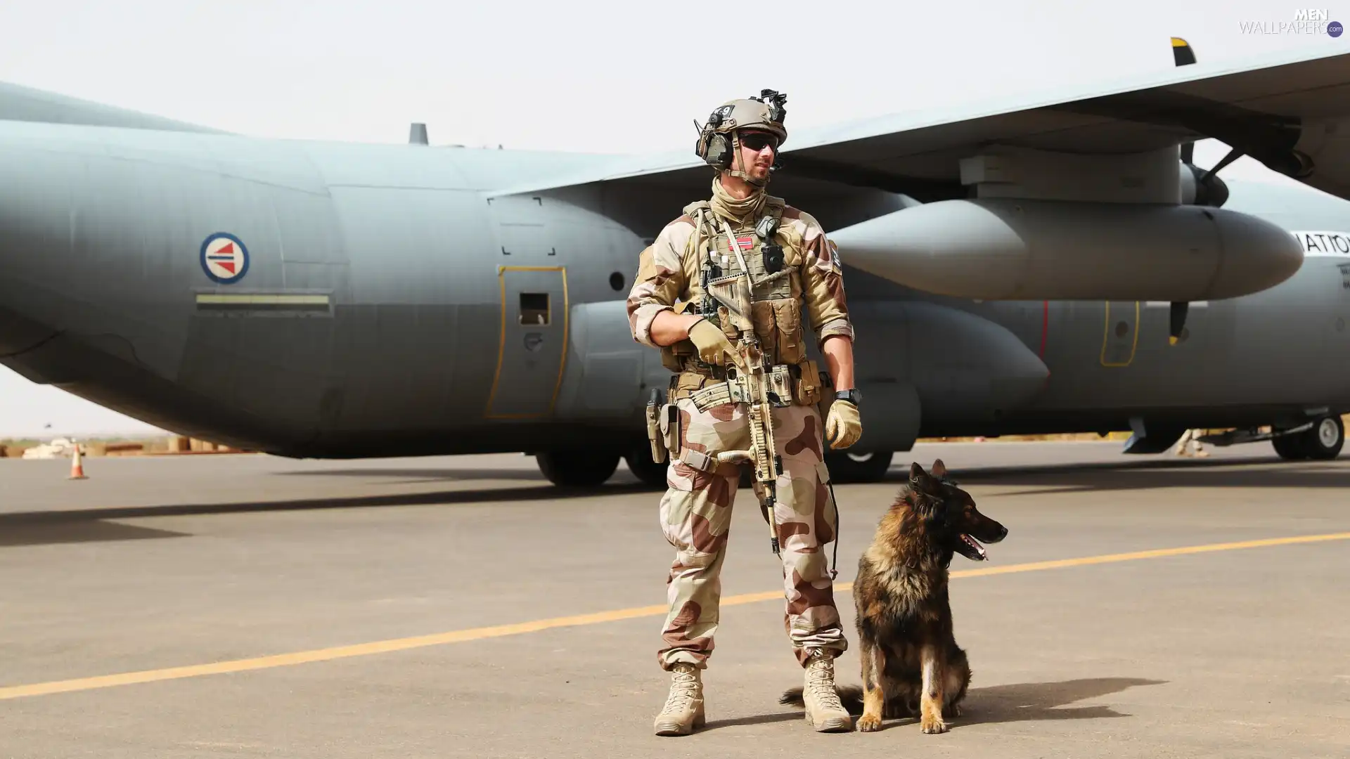 soldier, dog, plane, a man