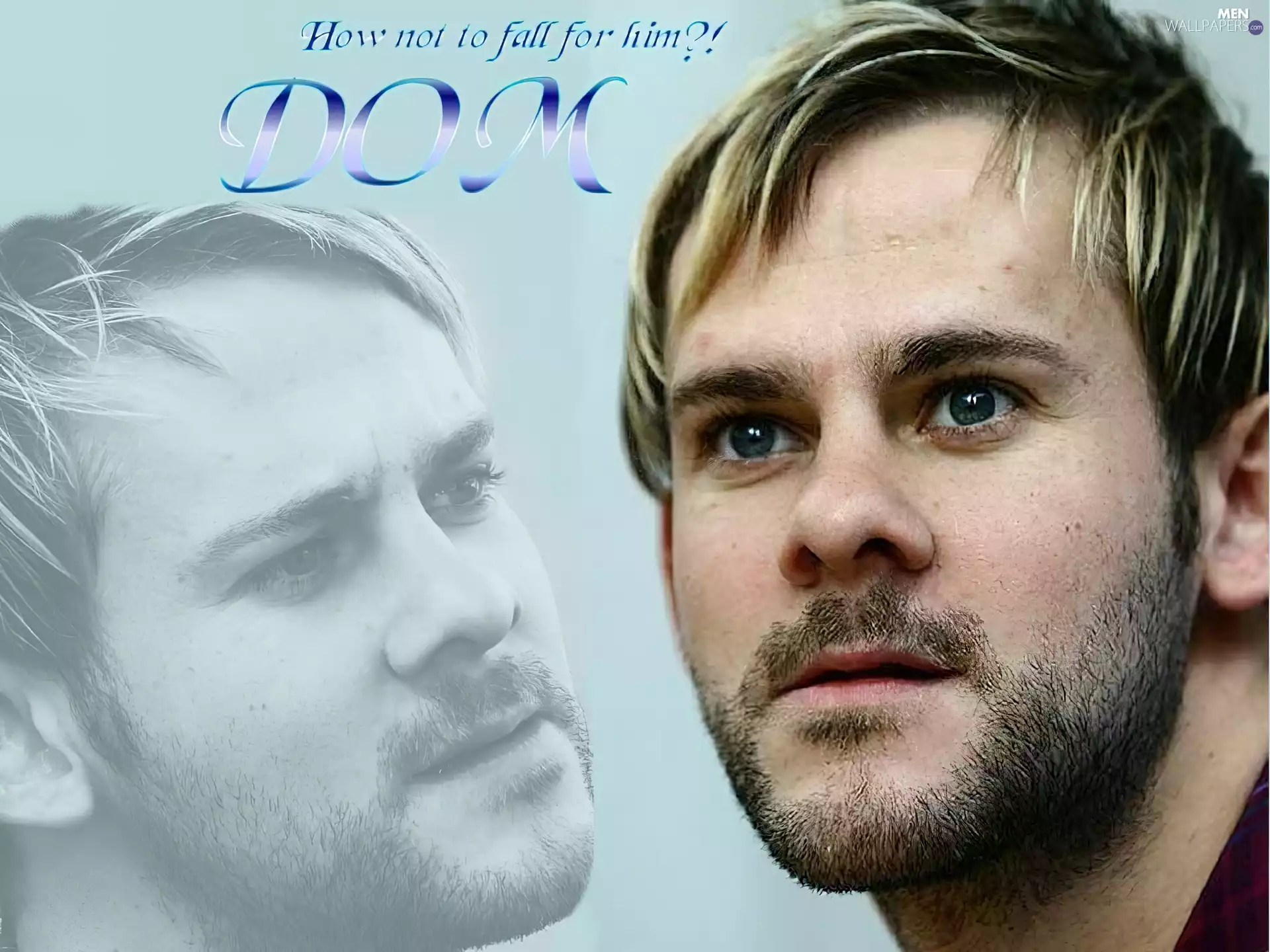 beard, Dominic Monaghan, Blue eyes