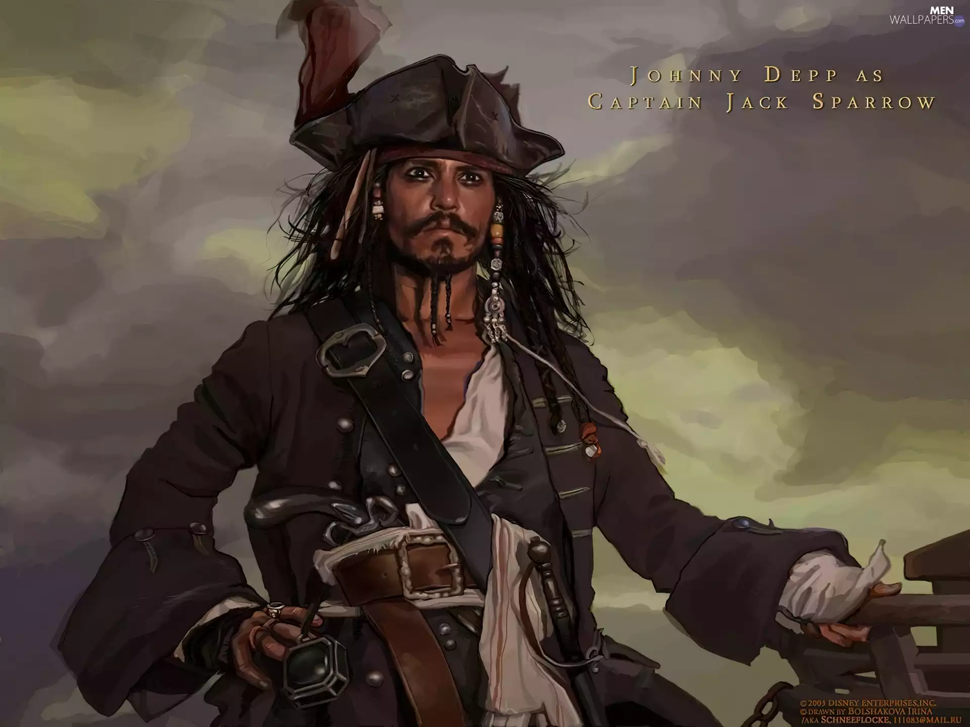 Piraci Z Karaibów, Drawing, captain, Johnny Depp