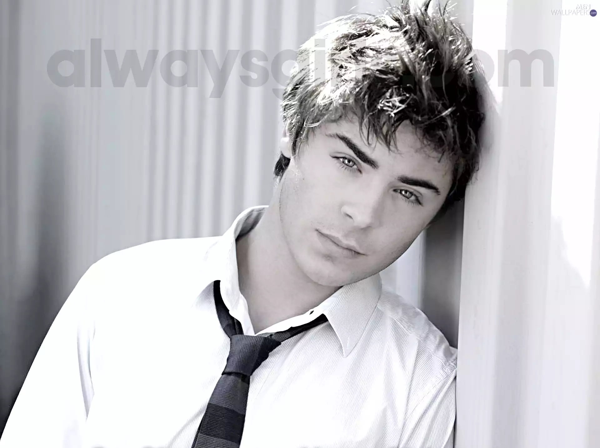 Zac Efron, shirt, Tie, White