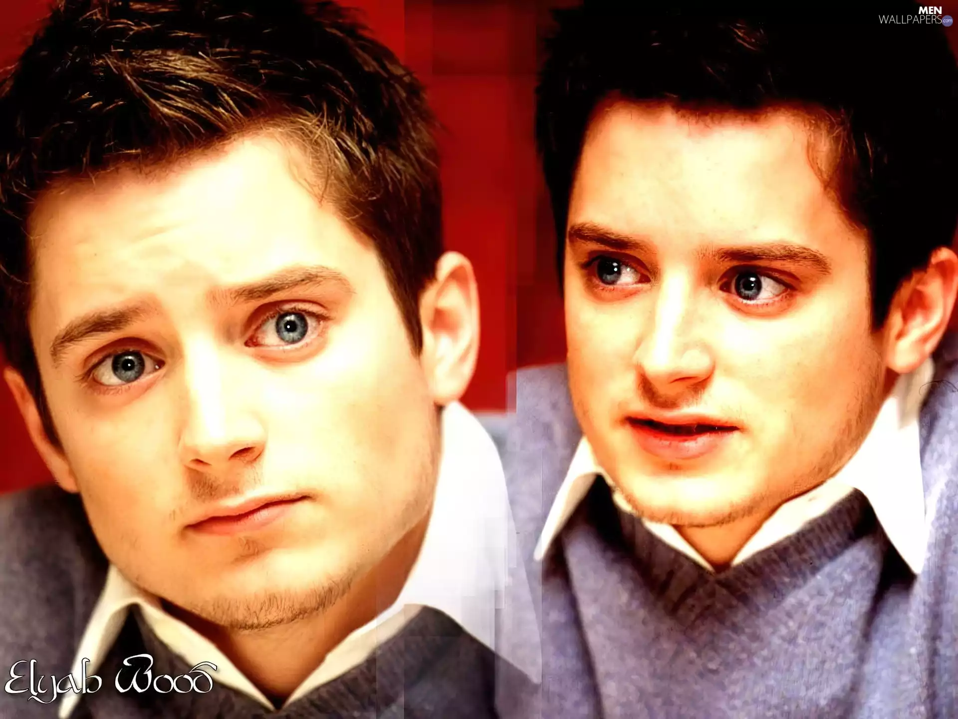 beard, Elijah Wood, Blue eyes