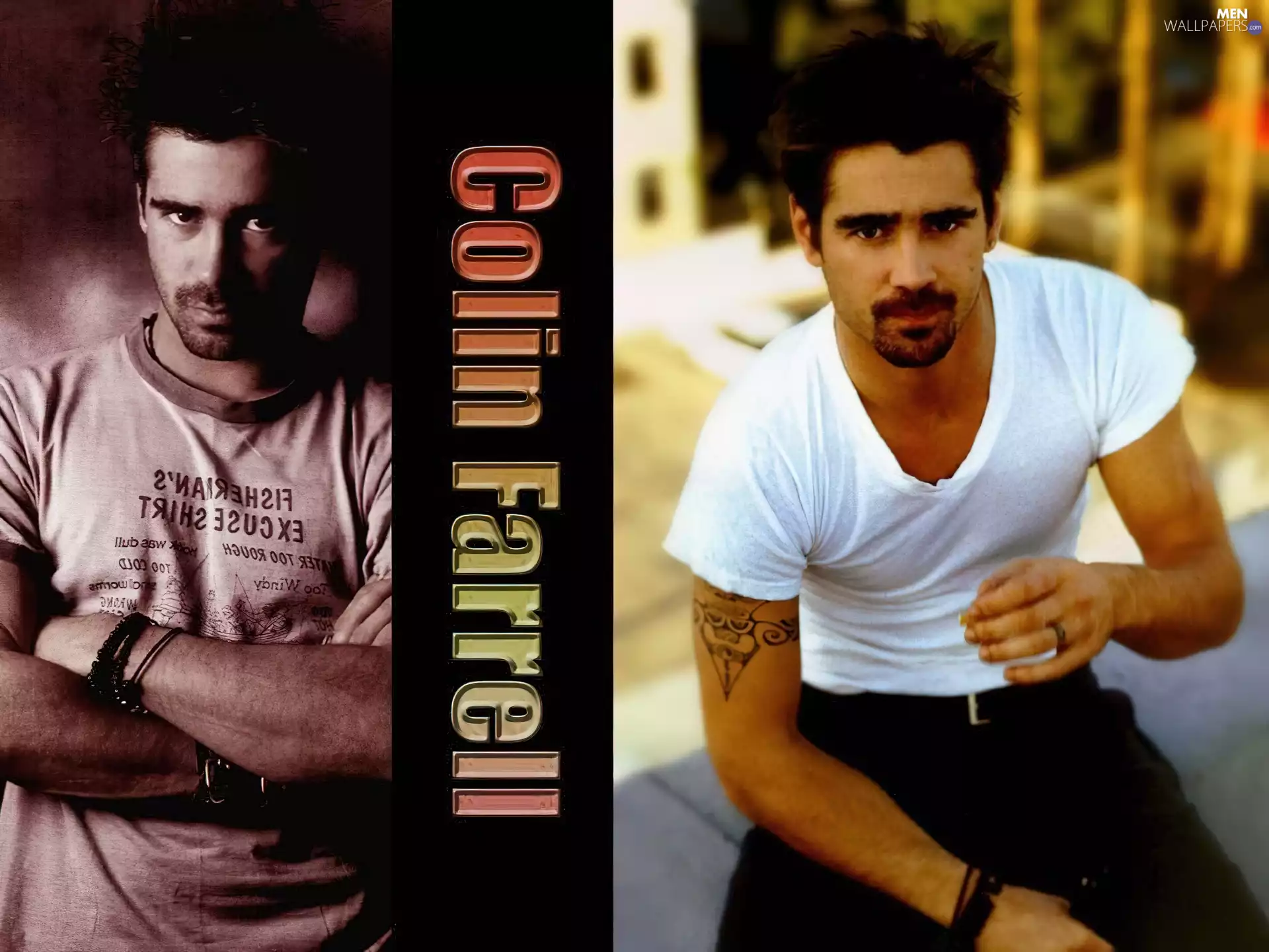 Colin Farrell, white t-shirt