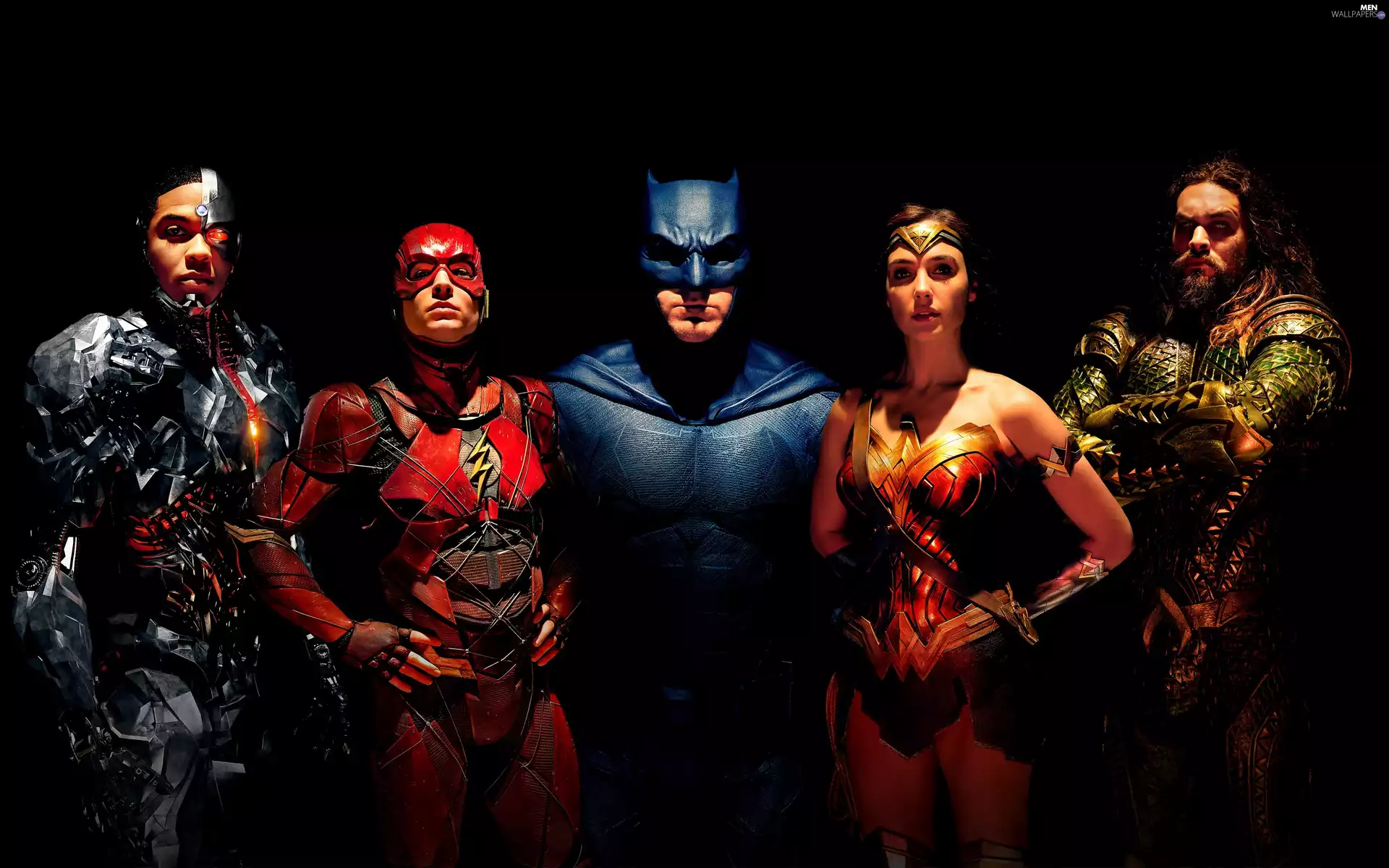 Ben Affleck - Batman, Cast, Ezra Miller - Flash, Ray Fisher - Cyborg, Justice League, Jason Momoa - Aquaman, Gal Gadot - Wonder Woman