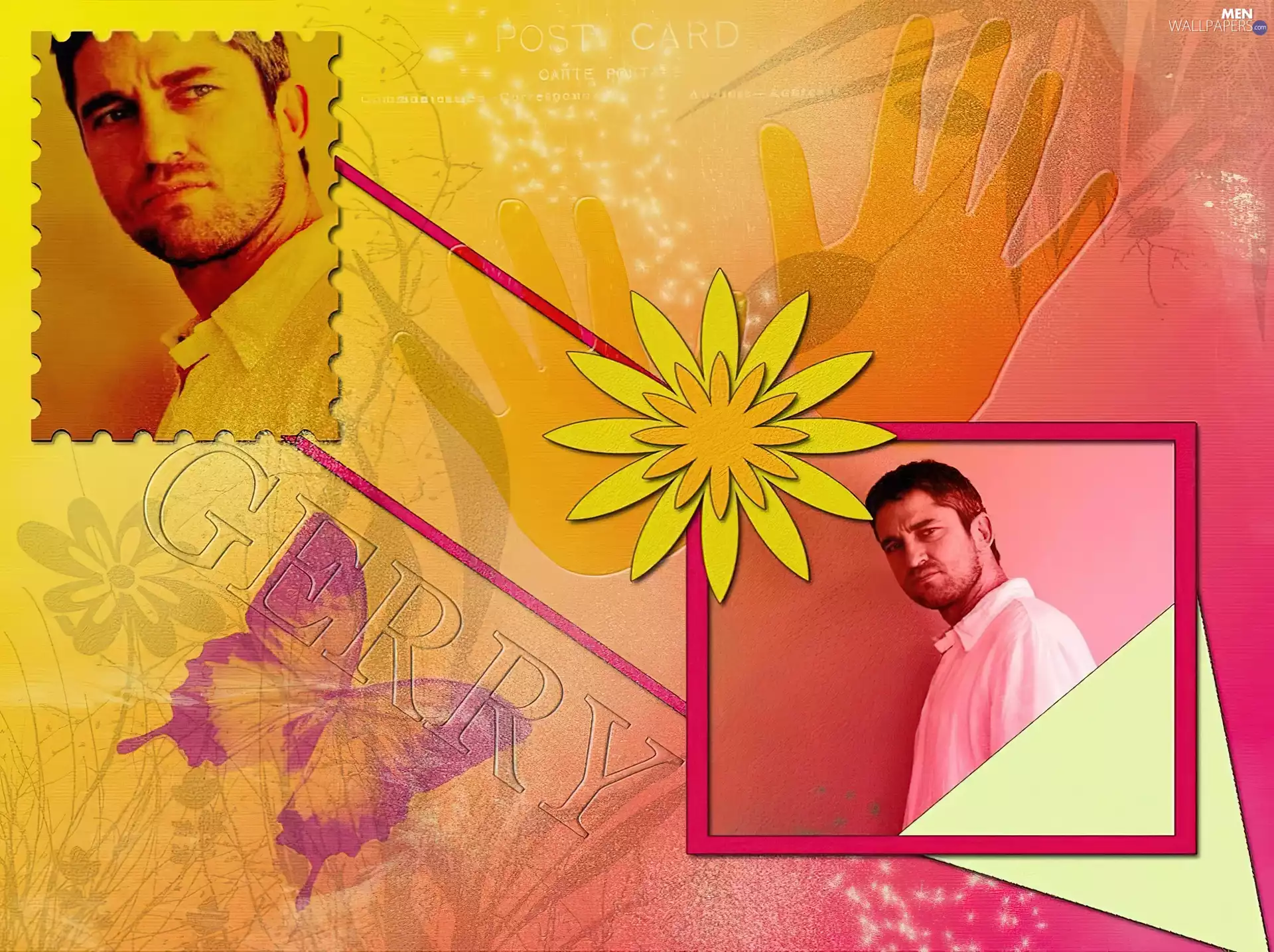 Flower, Gerard Butler, white shirt