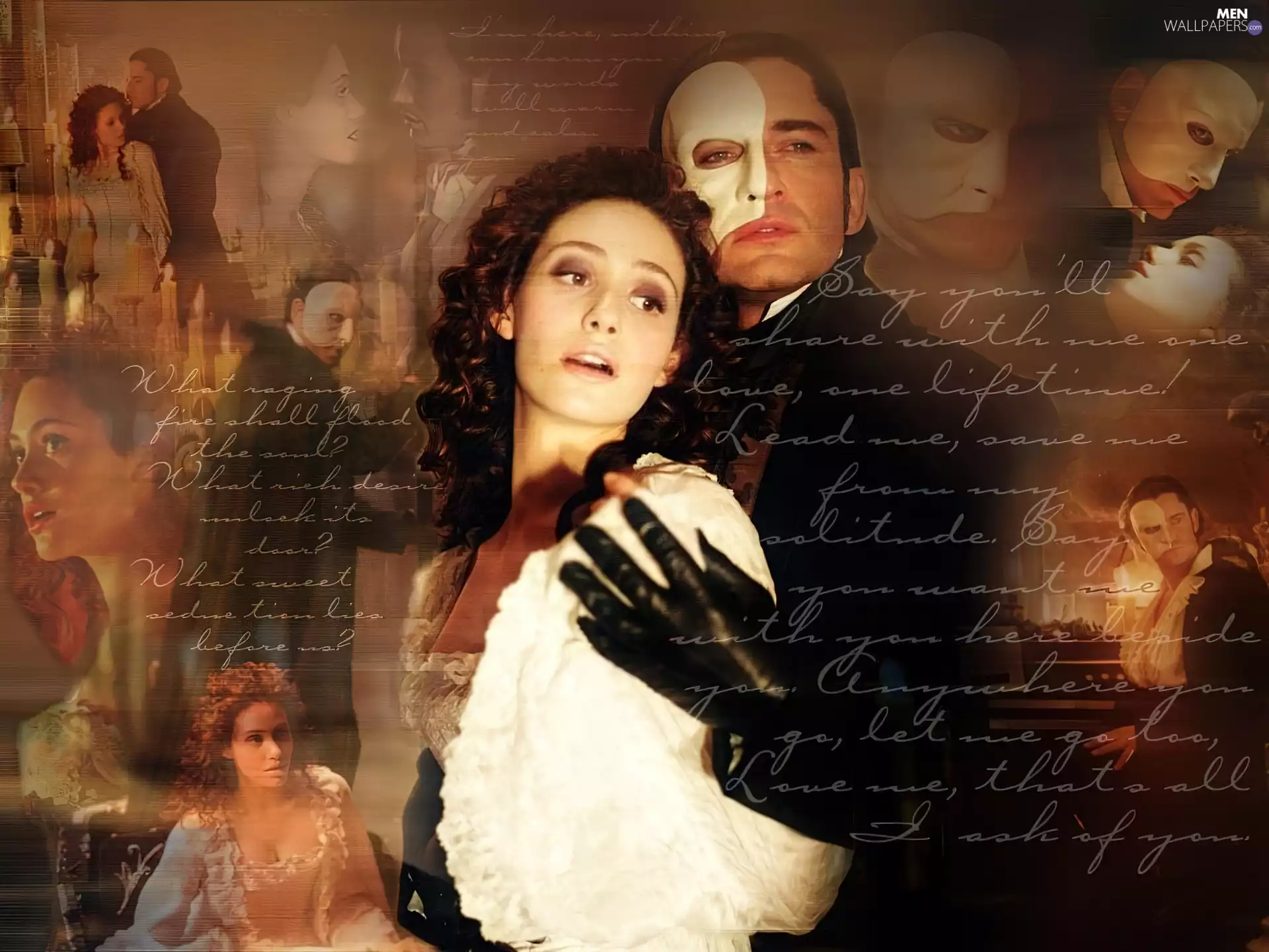Gerard Butler, Emmy Rossum, subtitles, Phantom Of The Opera, Mask
