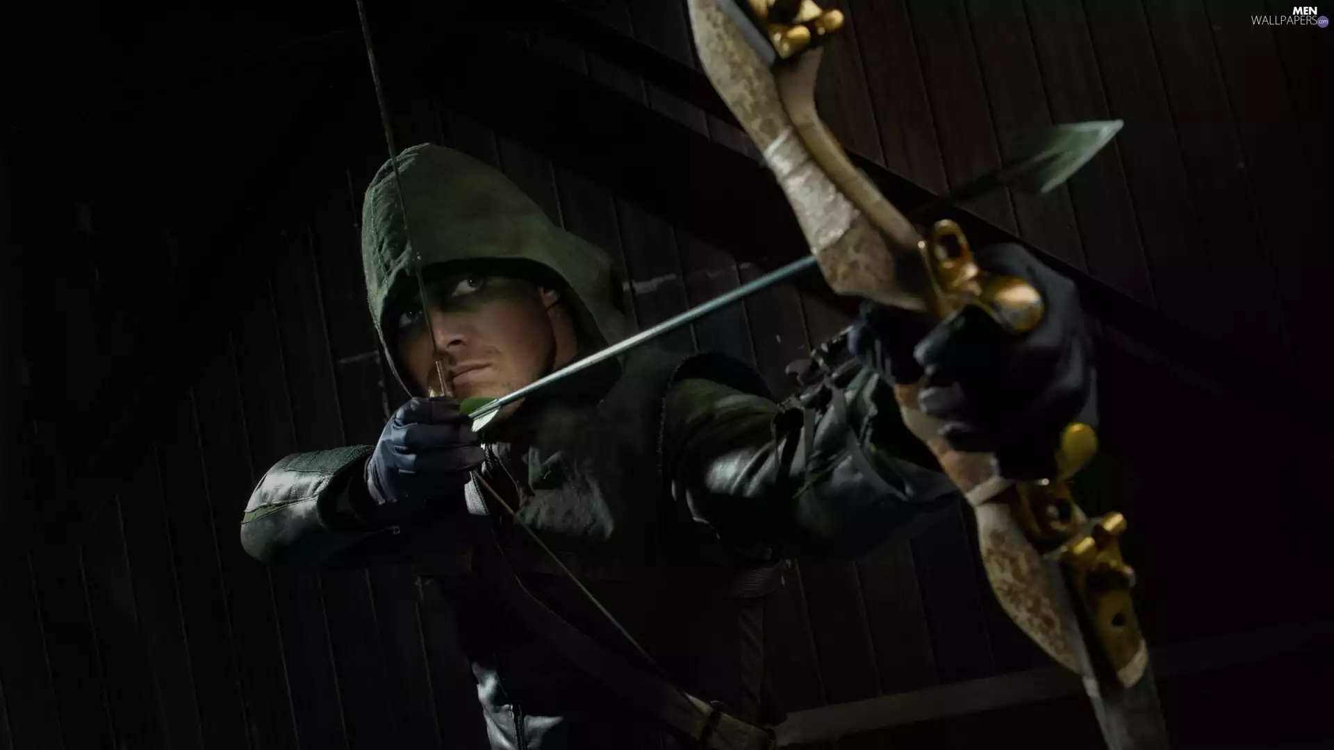 Green Arrow, series, Oliver Queen - Stephen Amell, hood, Bow, Arrow
