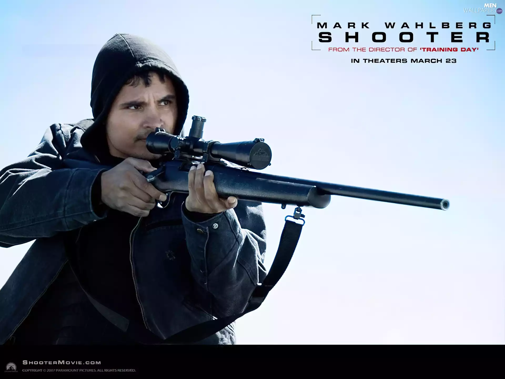 actor, movie, hood, gun, Mark Wahlberg, Shooter