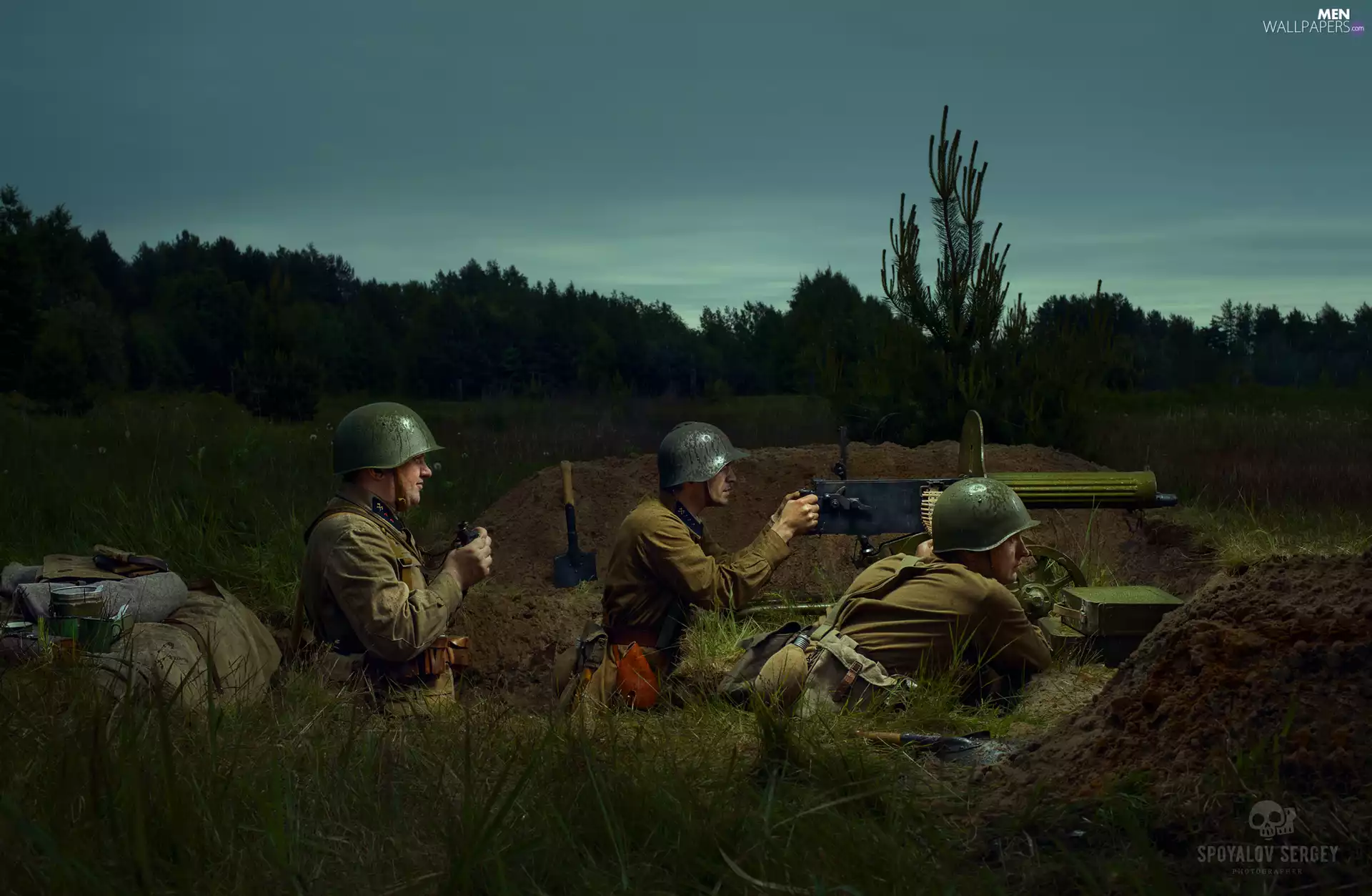 gun, soldiers, trench