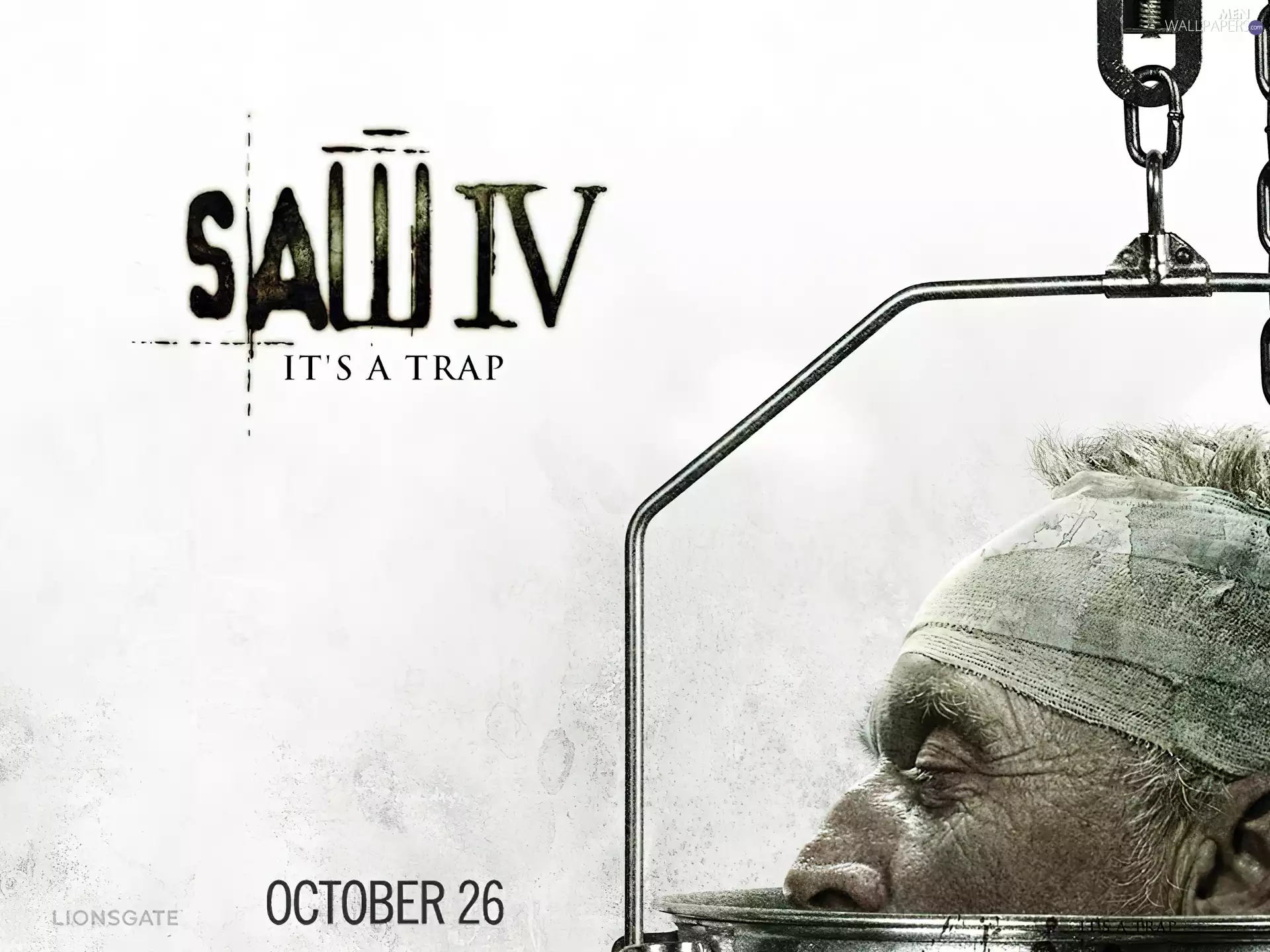 text, Tobin Bell, Head, bandage, saw 4