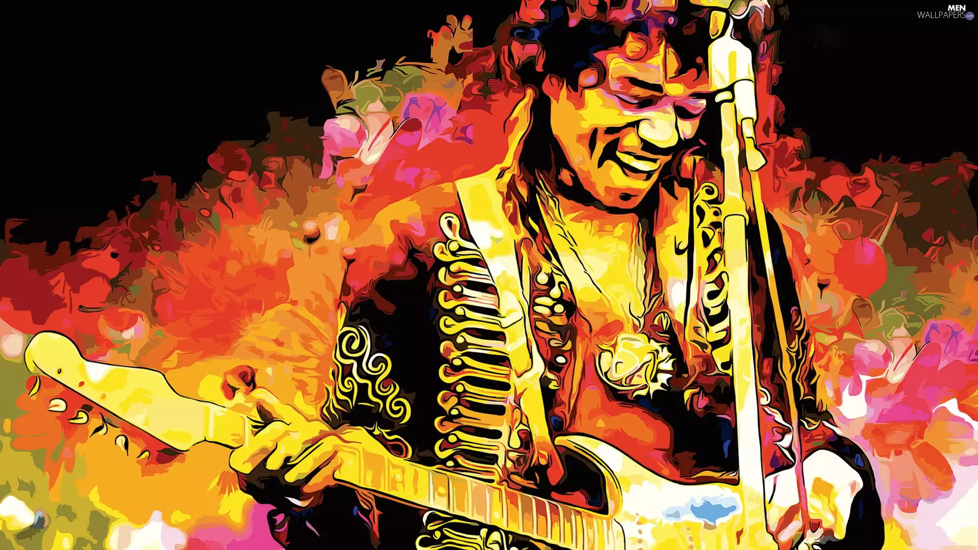 Jimi Hendrix, rock, graphics, Guitar