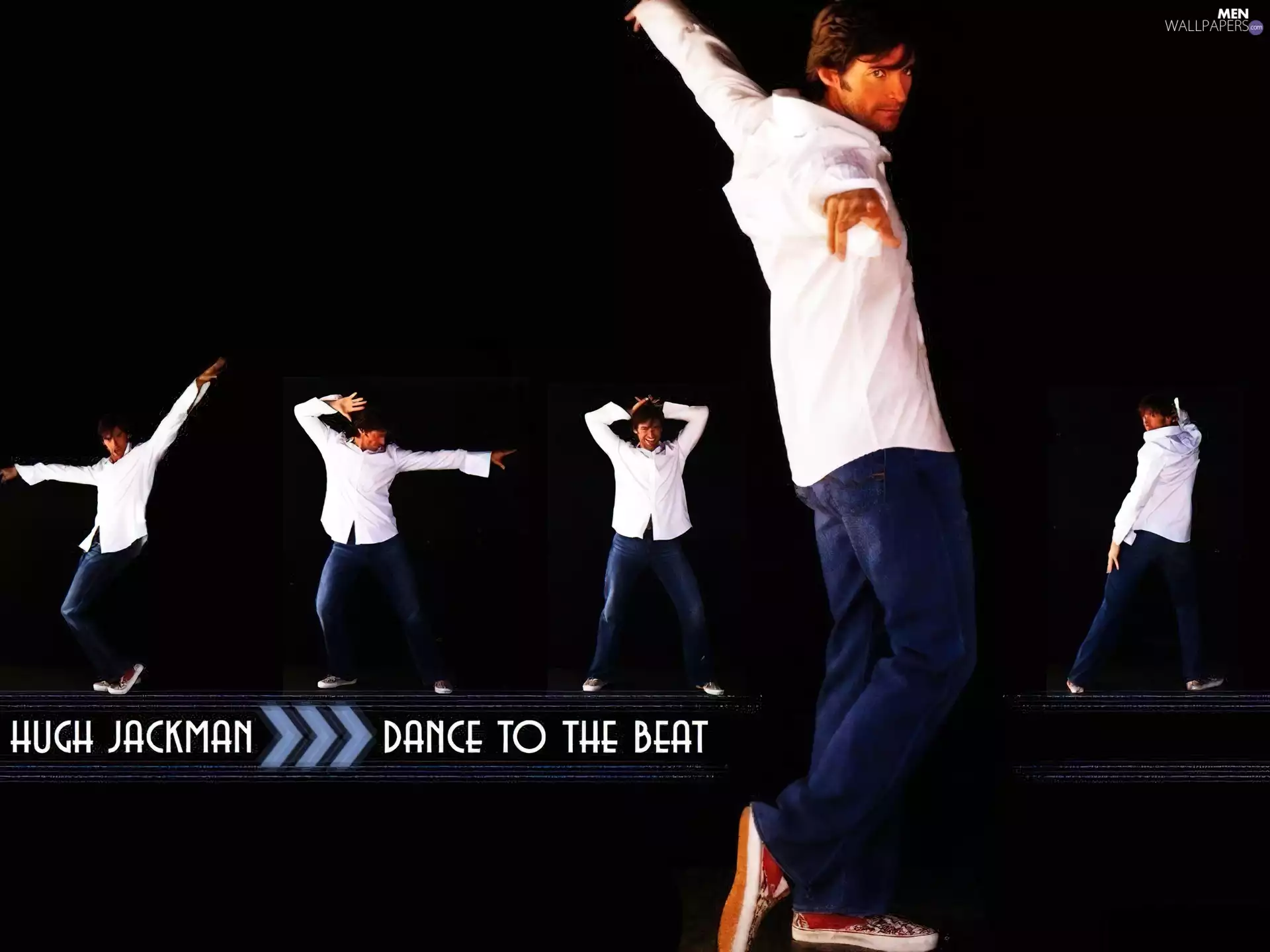 jeans, Hugh Jackman, white shirt