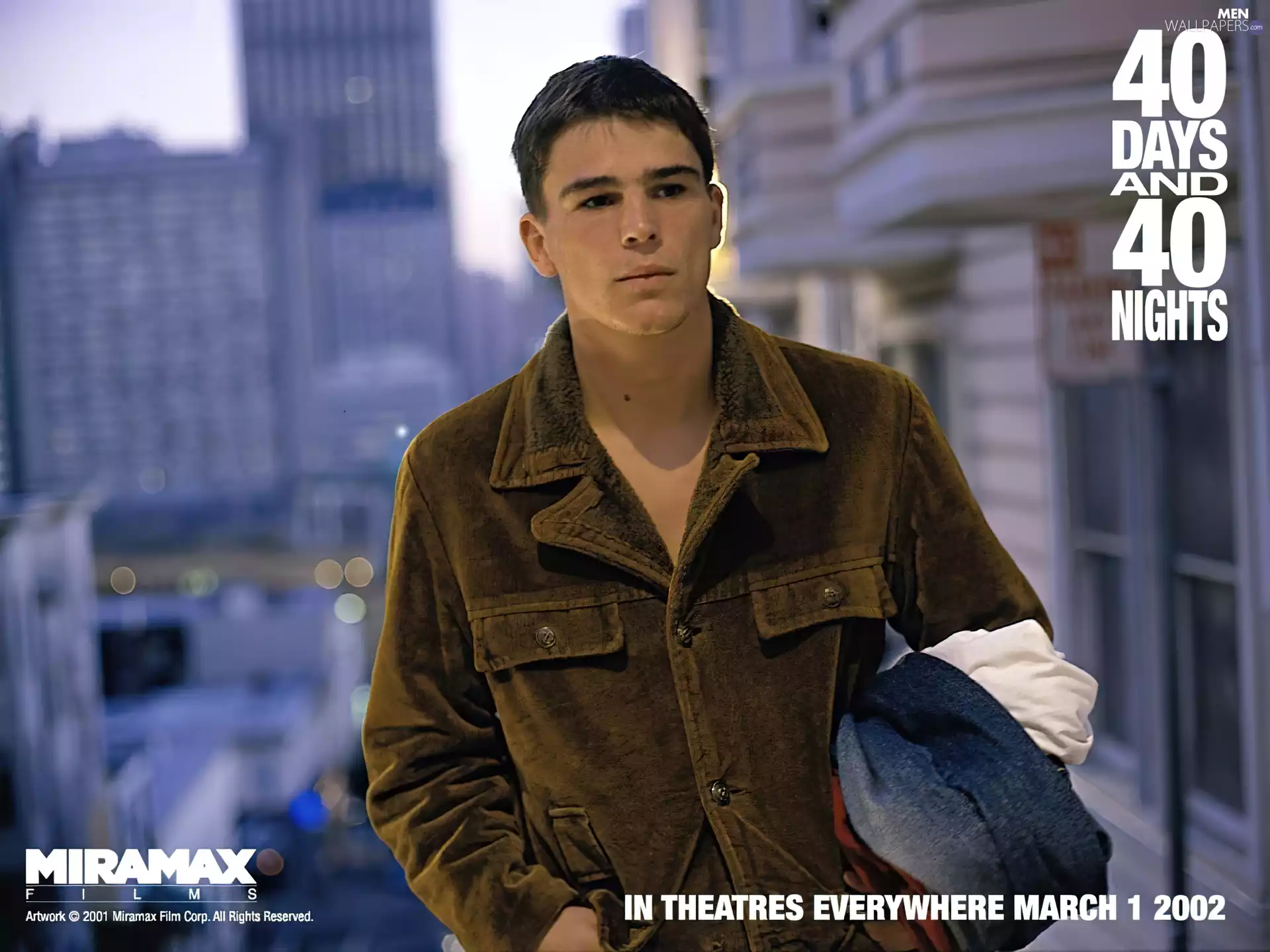 Josh Hartnett, brown jacket