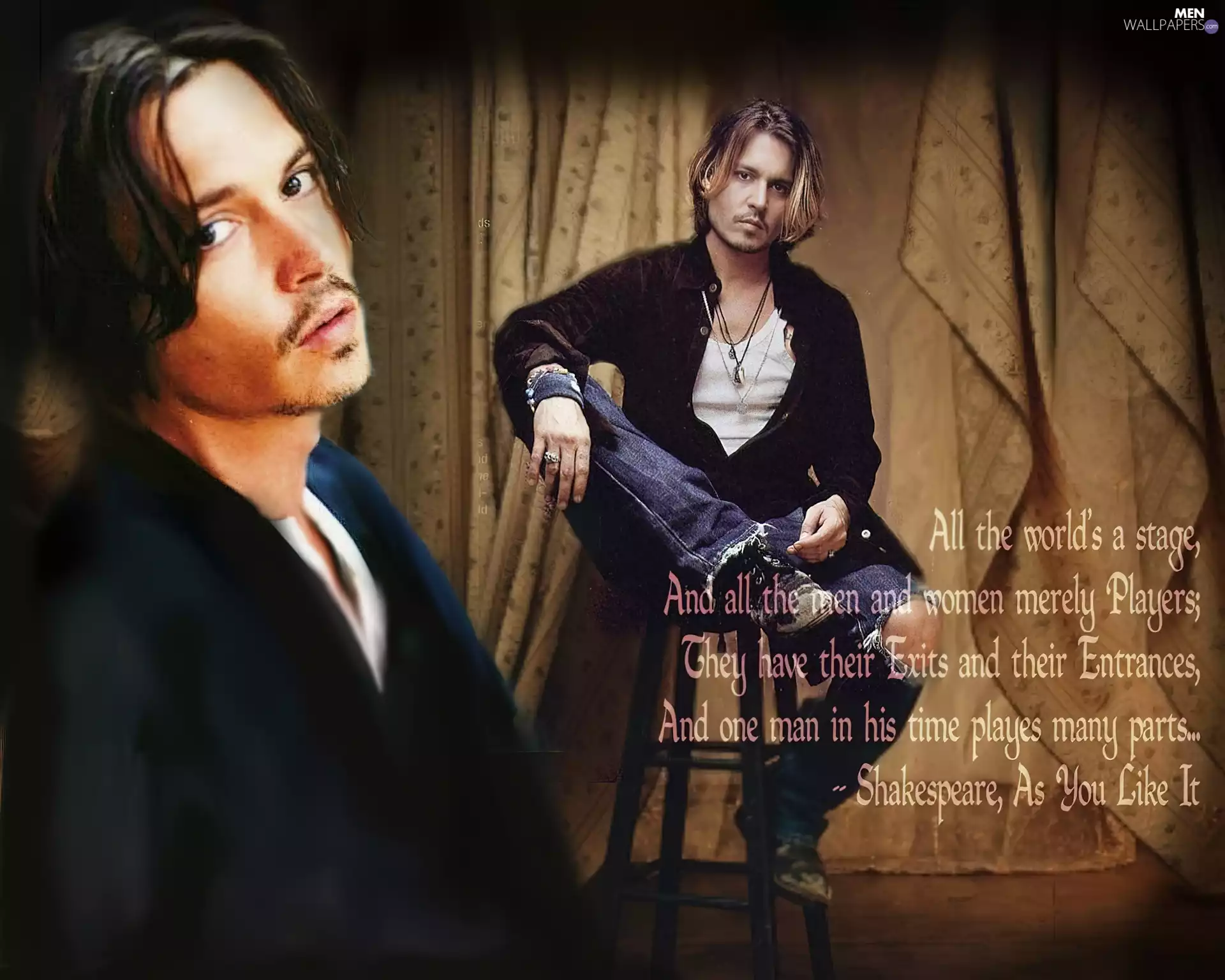 beard, Johnny Depp, long hair