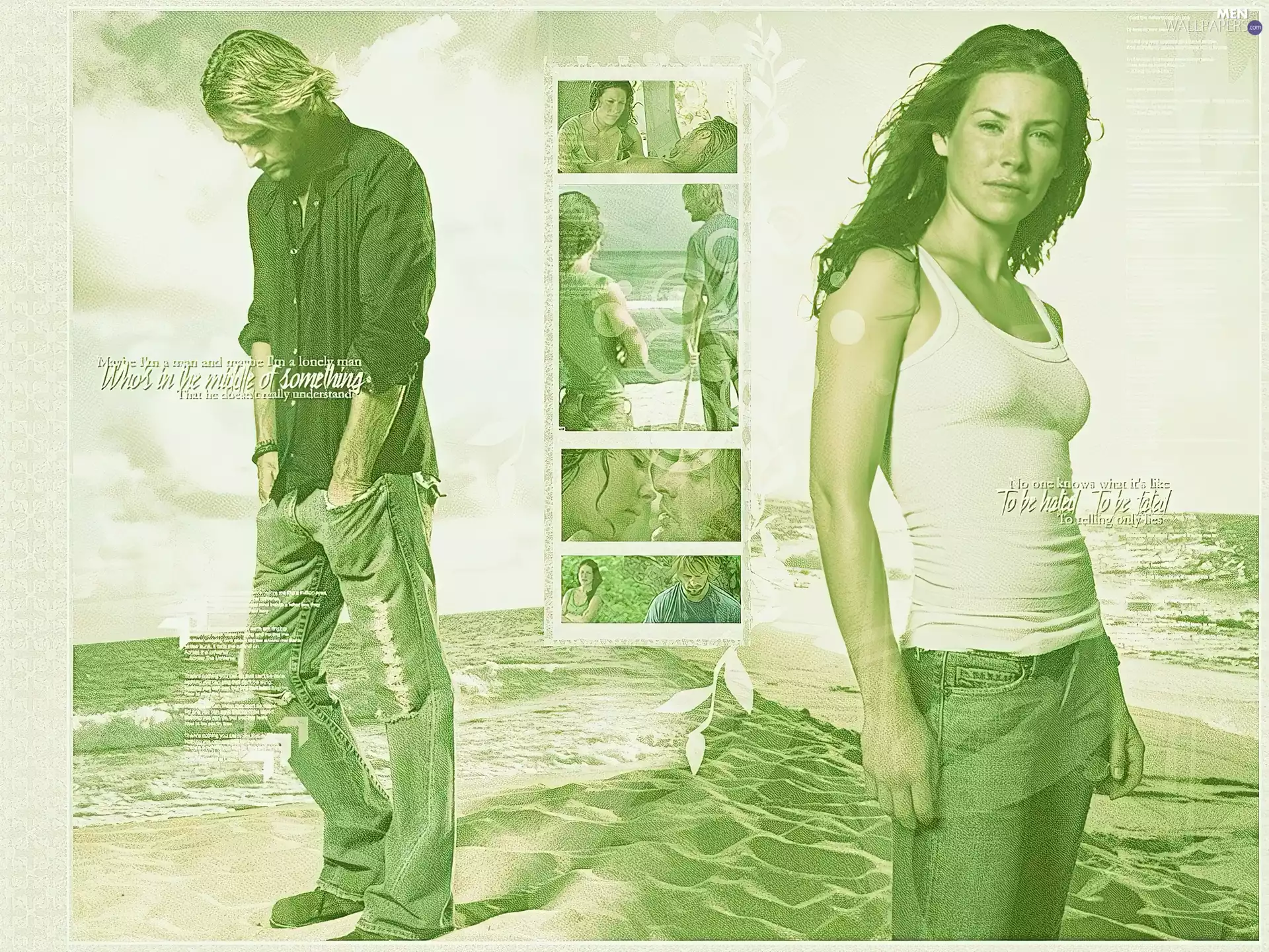 Josh Holloway, confused, water, lost, series, Evangeline Lilly, photos