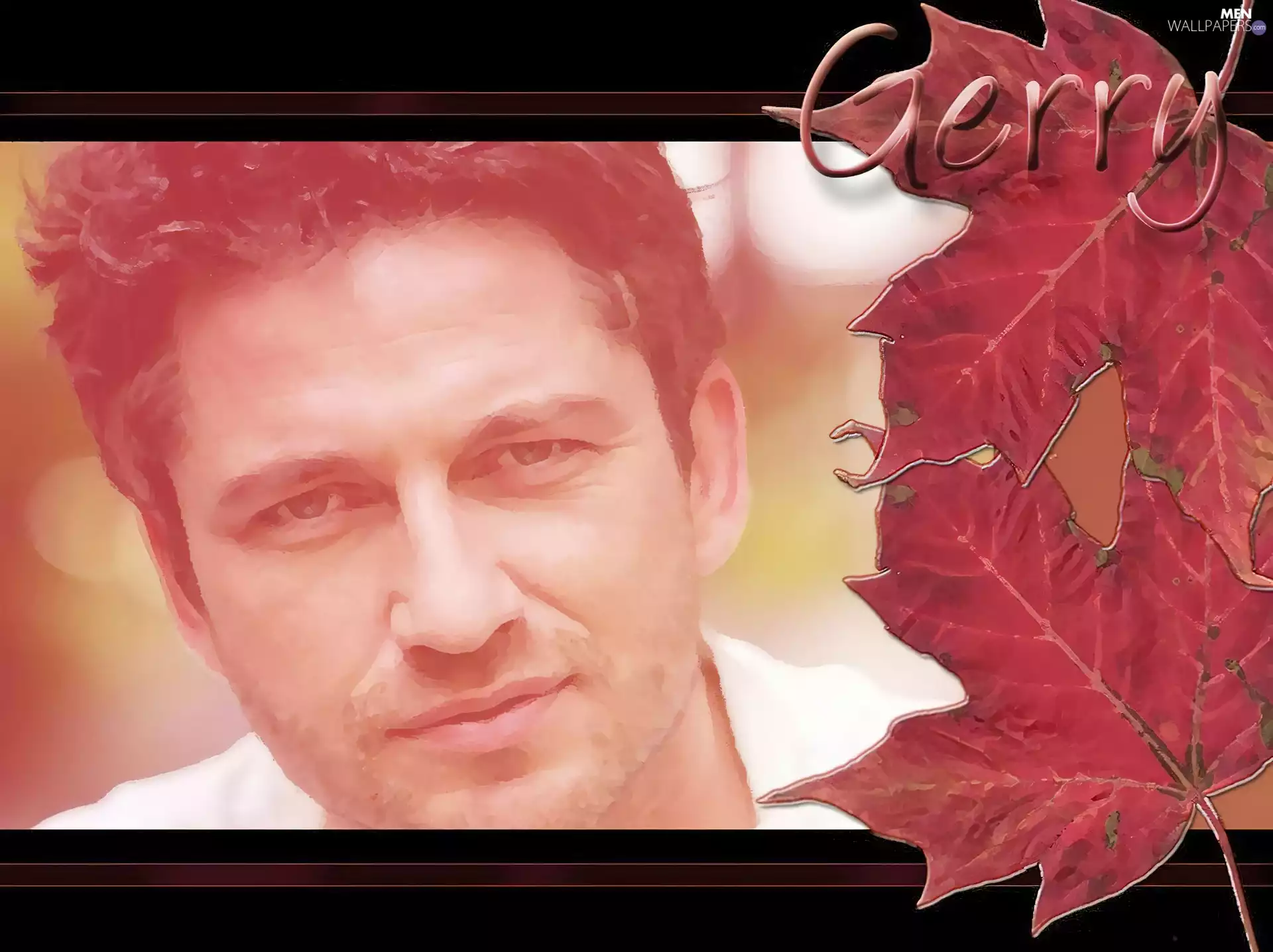face, Gerard Butler, leaves