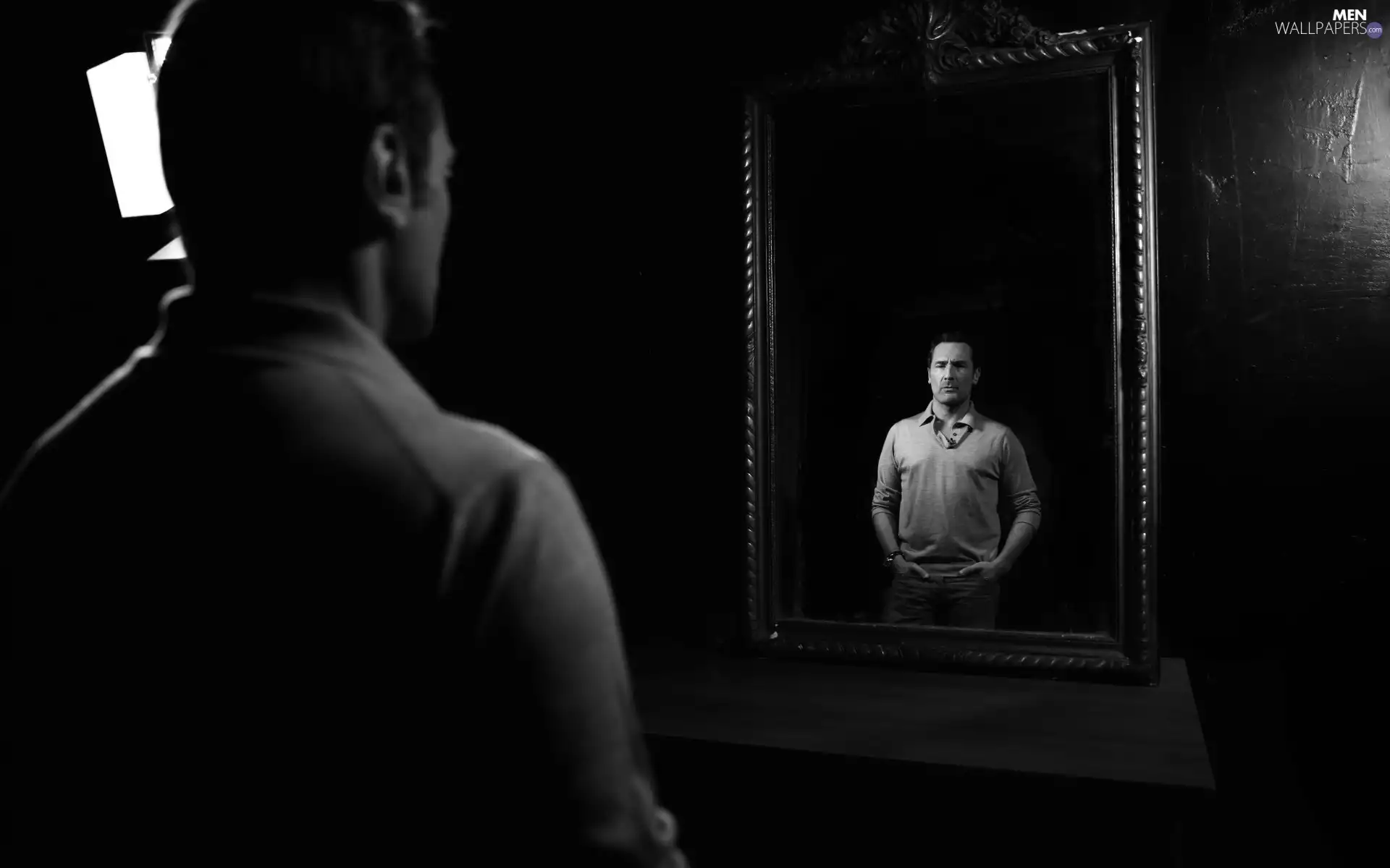 reflection, Mirror, Gilles Lellouche, actor, a man