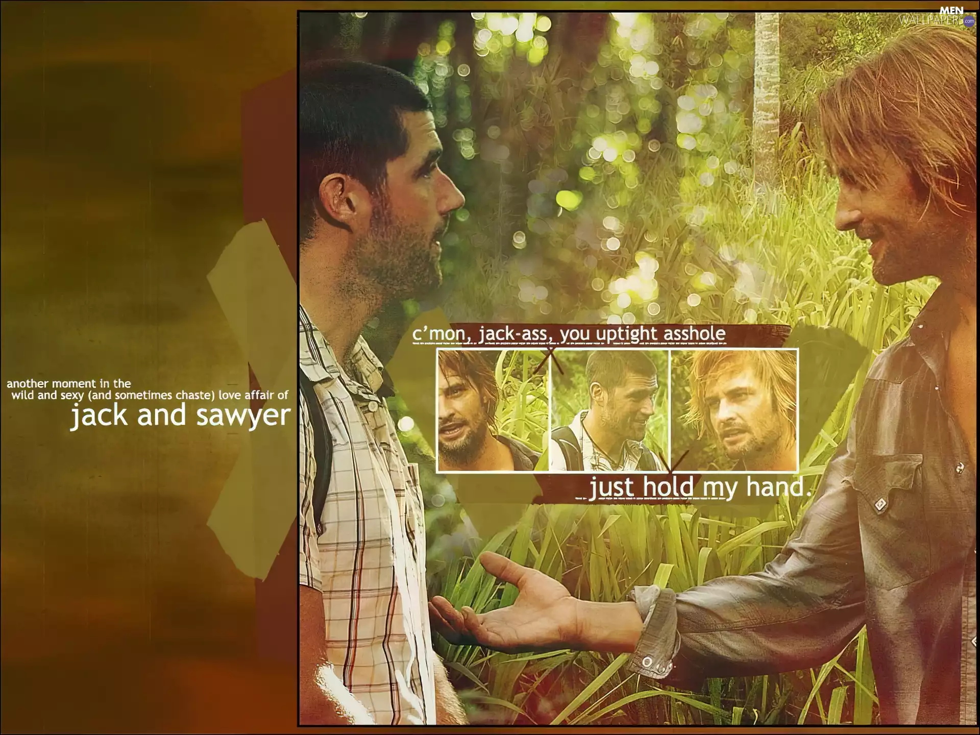 confused, series, Josh Holloway, hand, Matthew Fox, lost