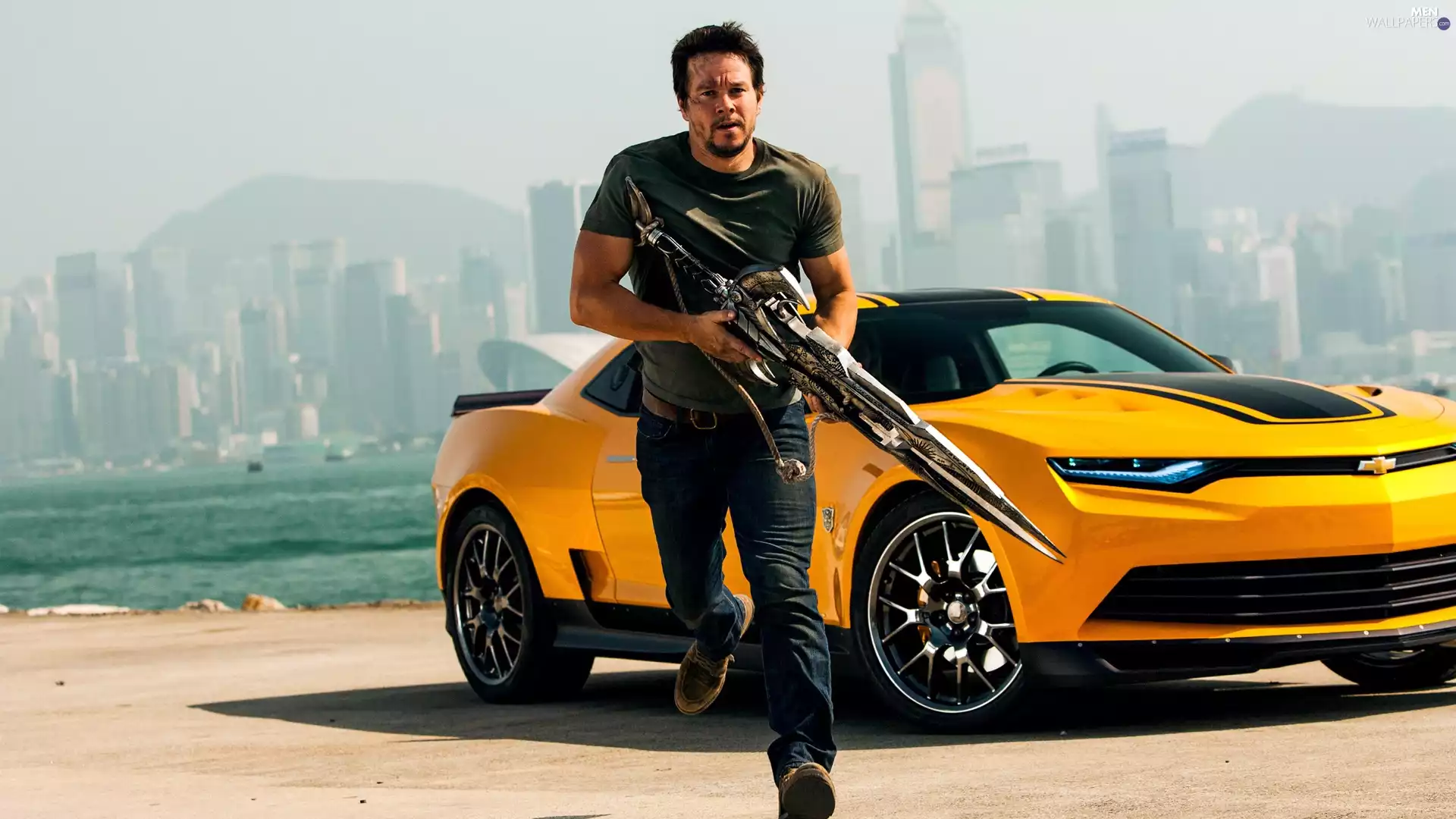 Mark Wahlberg, movie, Camaro SS, actor, Yellow, Transformers 4