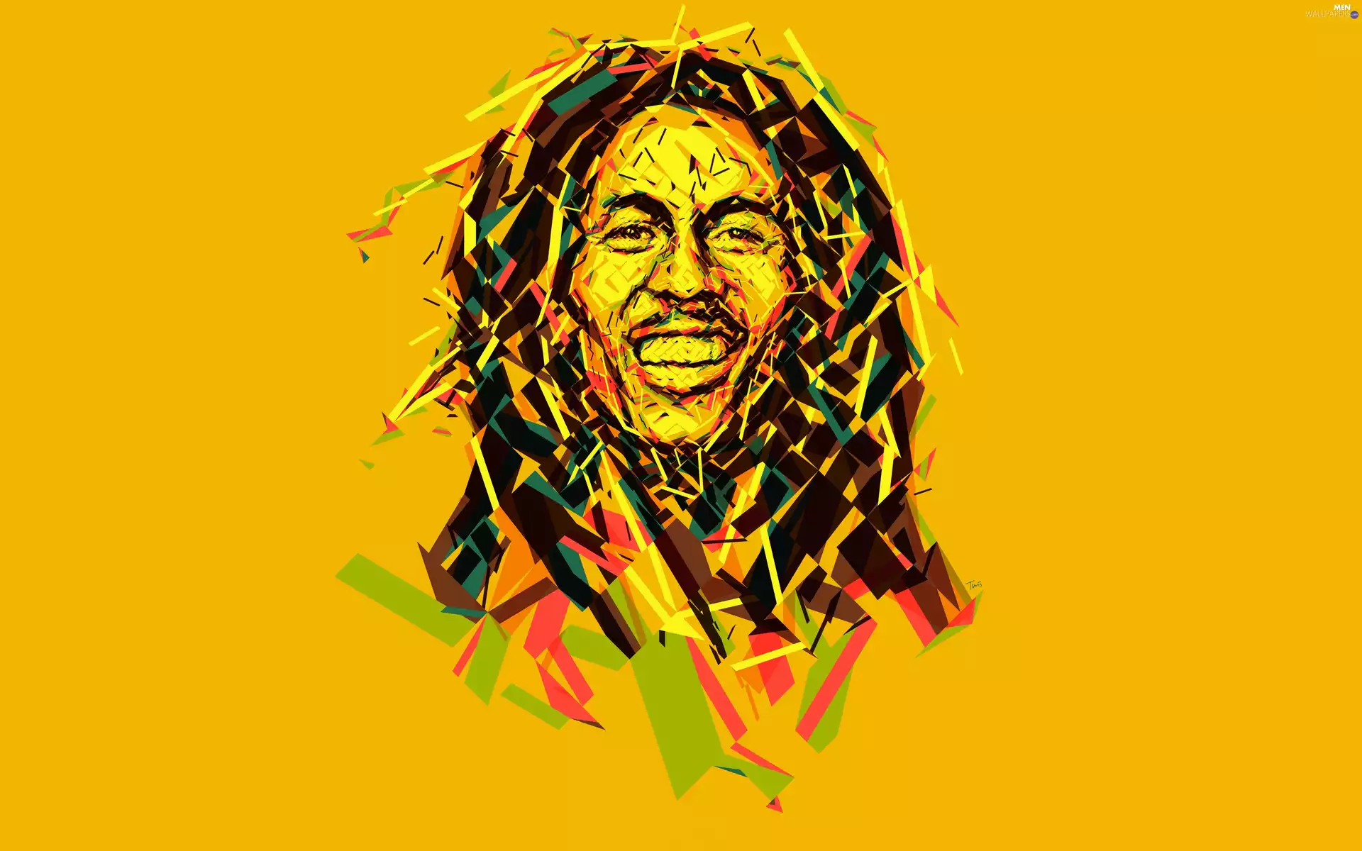 Bob Marley, graphics, singer, REGGAE