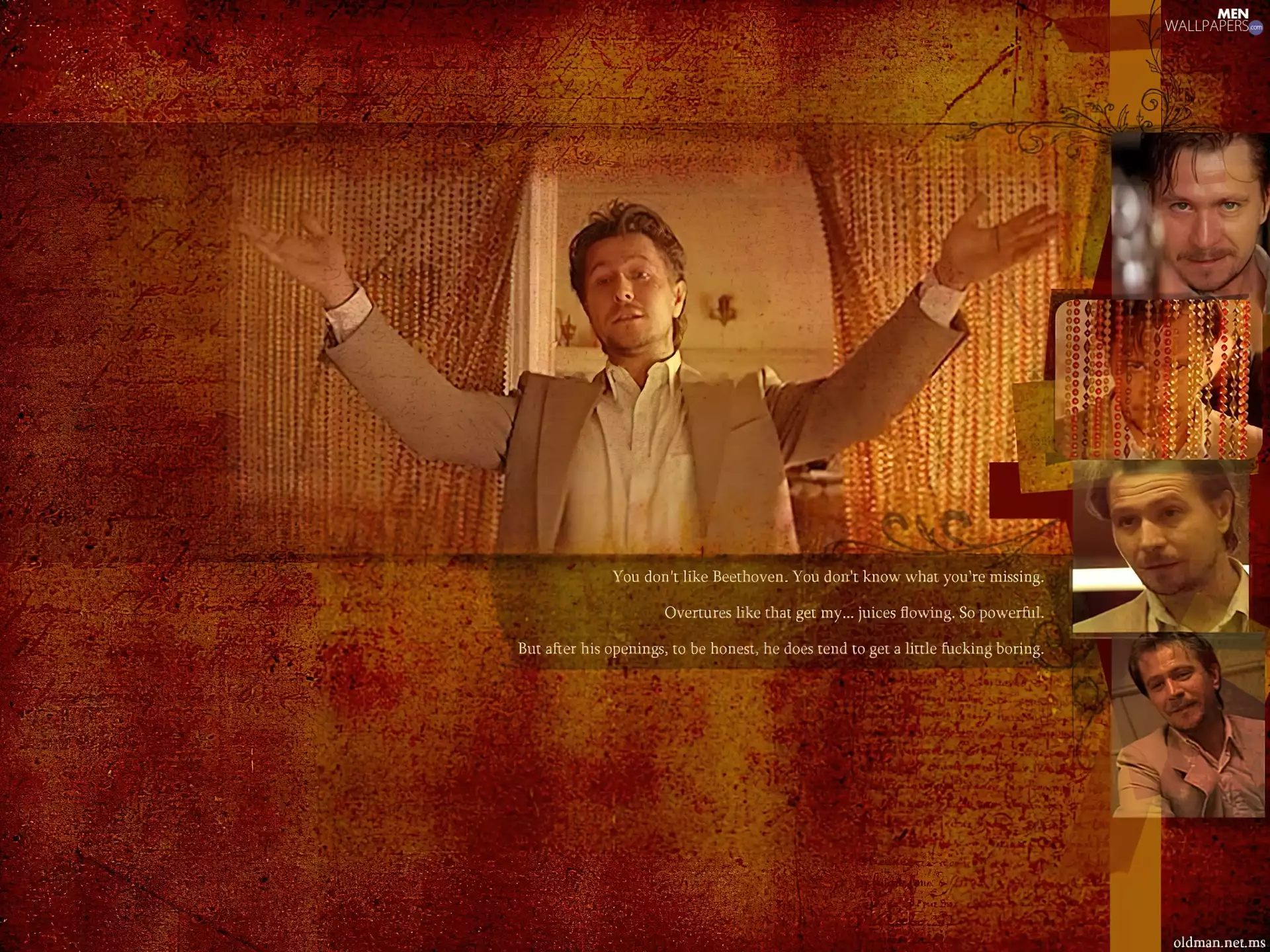 white shirt, Gary Oldman, beige jacket