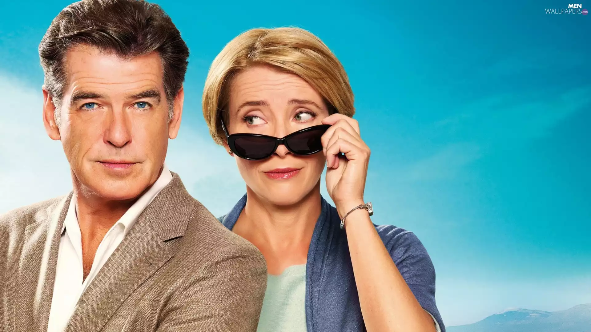 Pierce Brosnan, Emma Thompson, Glasses, The look, Steam, Pierce Brosnan