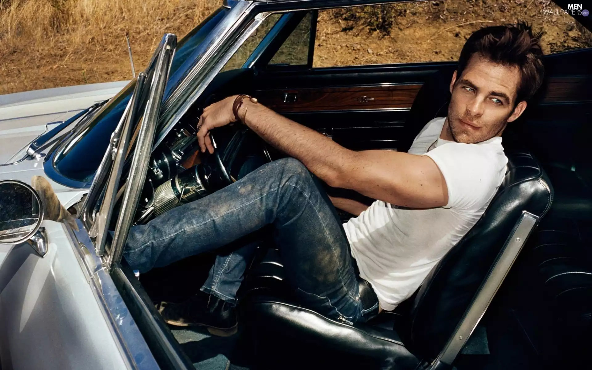 Automobile, Jeans, Chris Pine, actor, a man