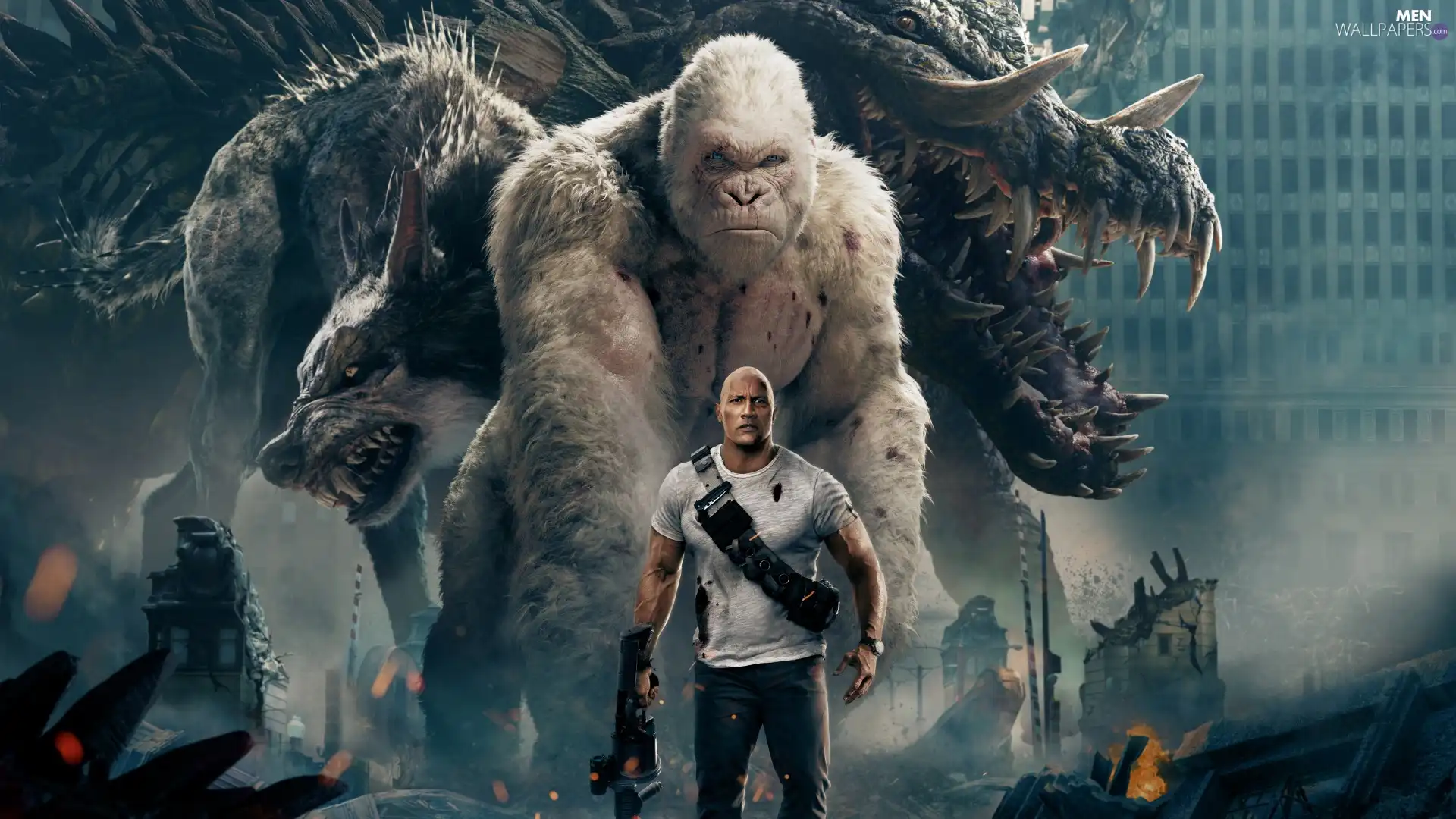 gorilla, movie, actor, Dwayne Johnson, Davis Okoye, Rampage
