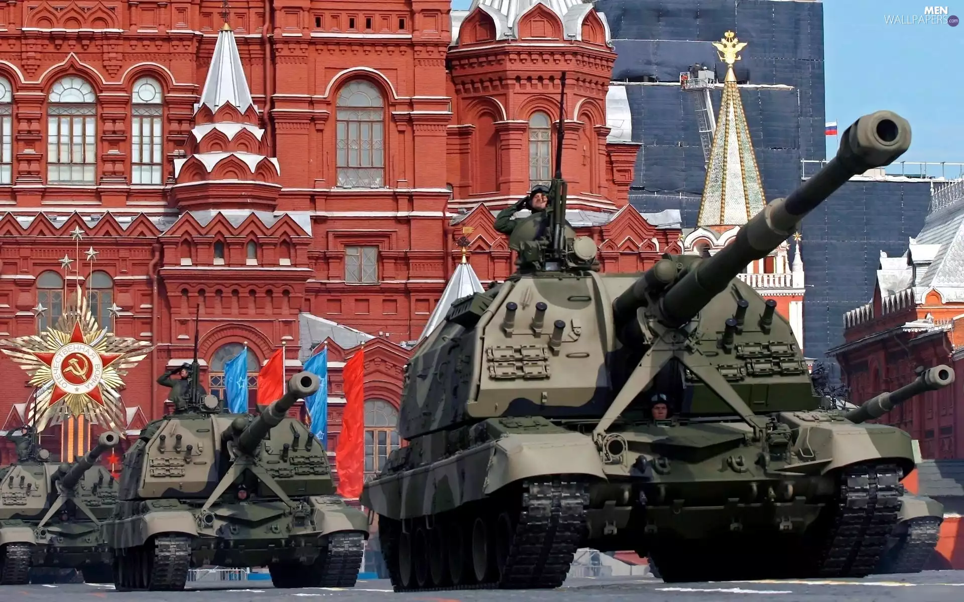 tanks, Red Square, Moscow, soldiers