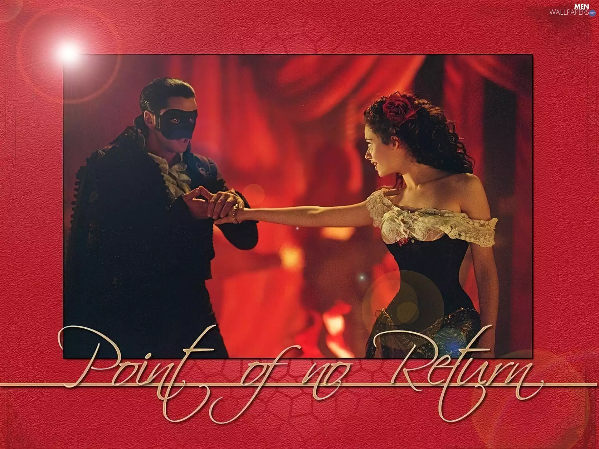 Red, background, Emmy Rossum, Gerard Butler, Phantom Of The Opera