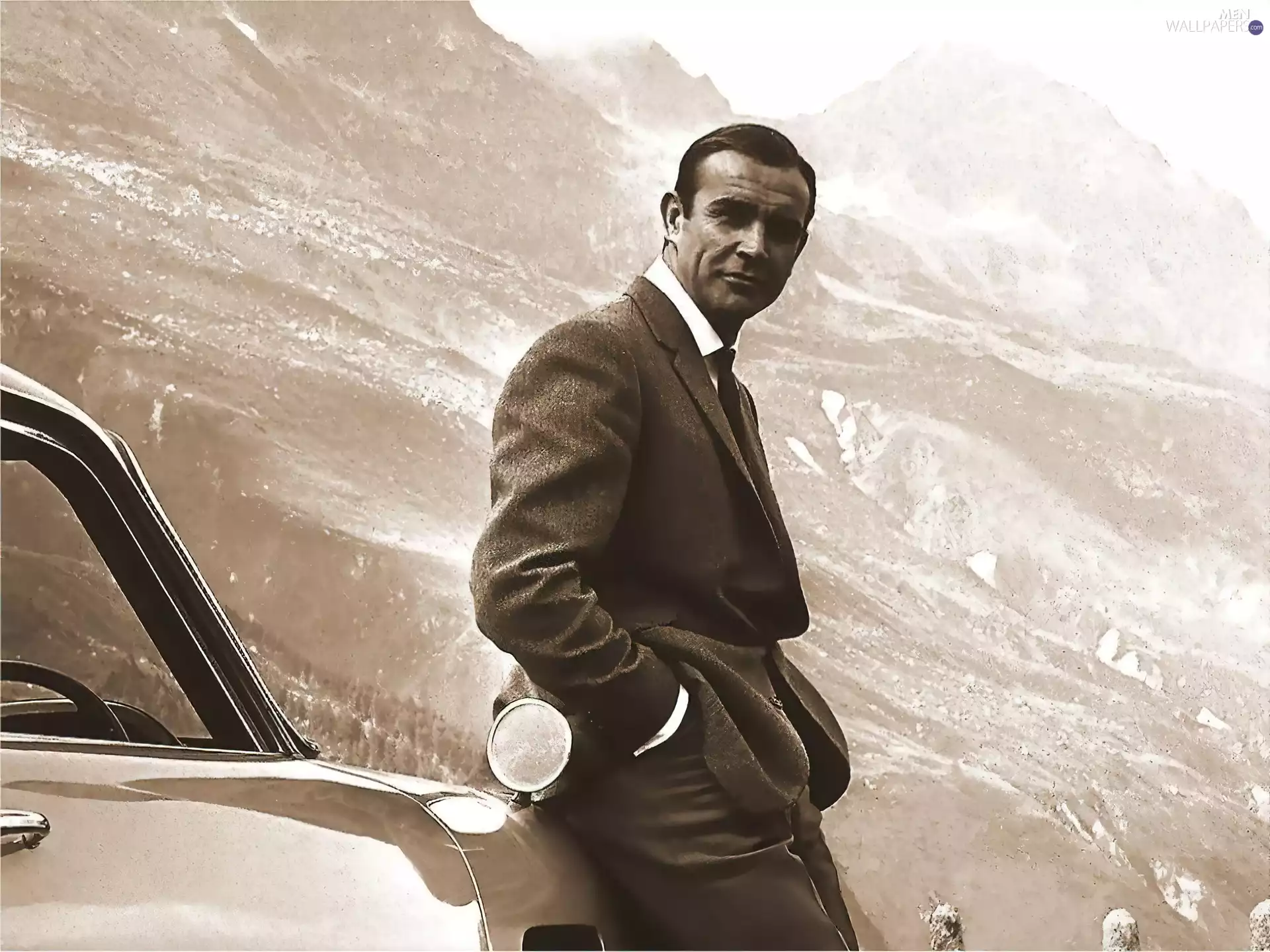 Mountains, Sean Connery, motor car
