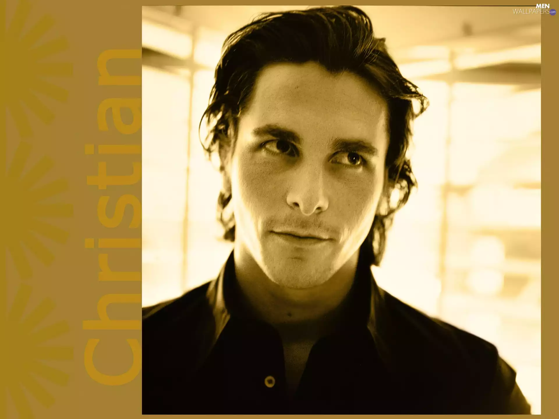 Christian Bale, black shirt