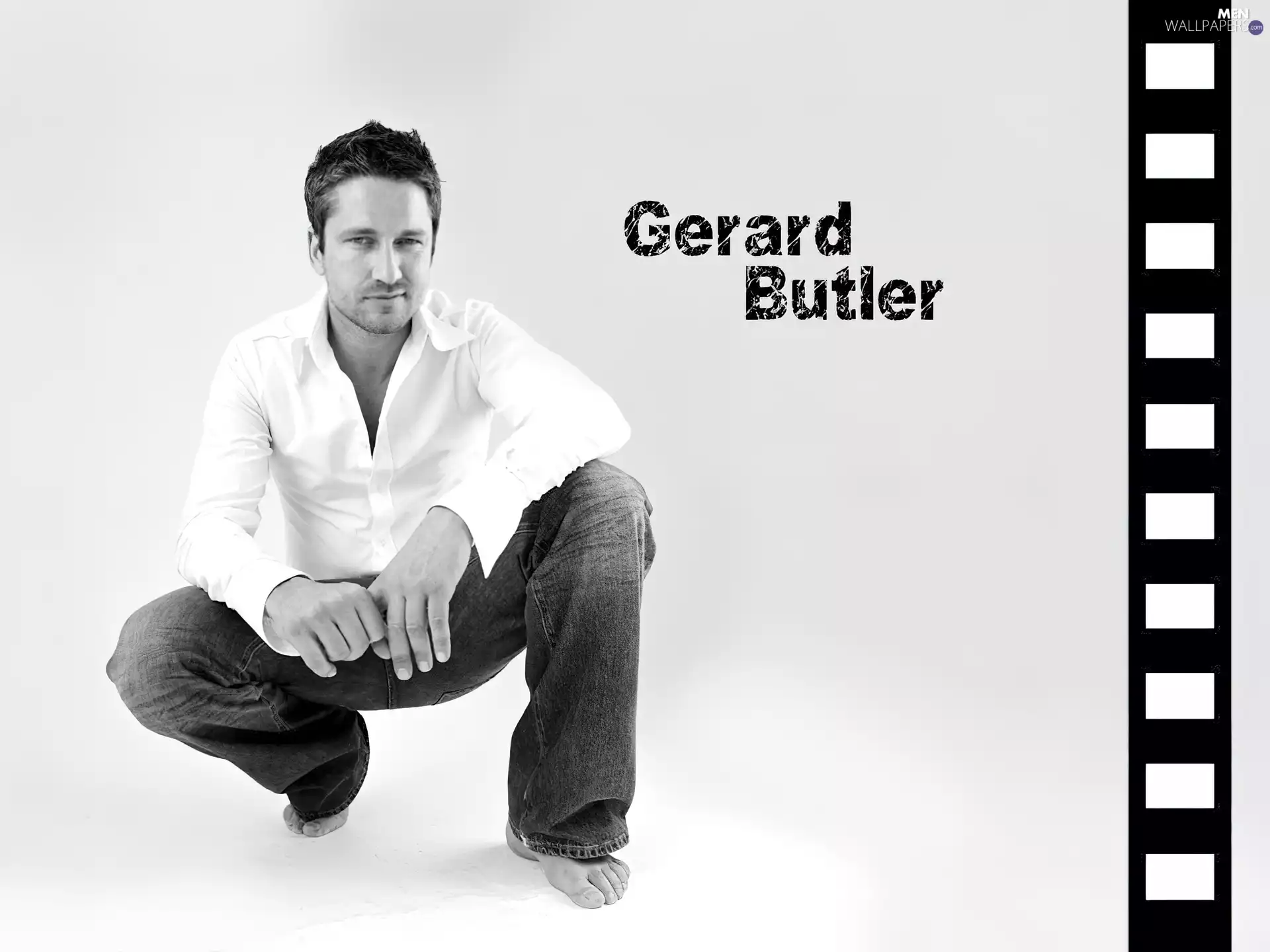 Gerard Butler, white shirt
