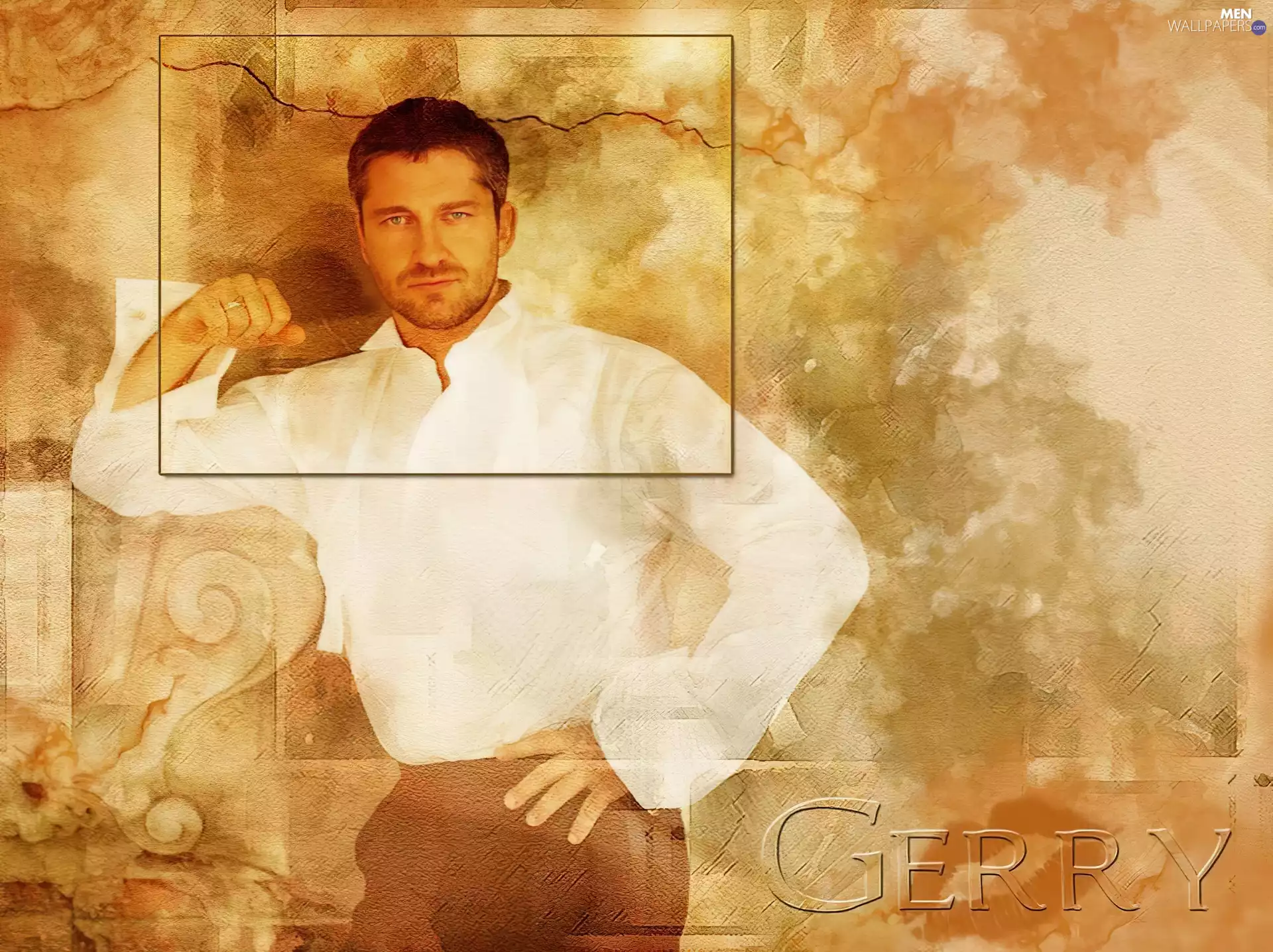 Gerard Butler, white shirt